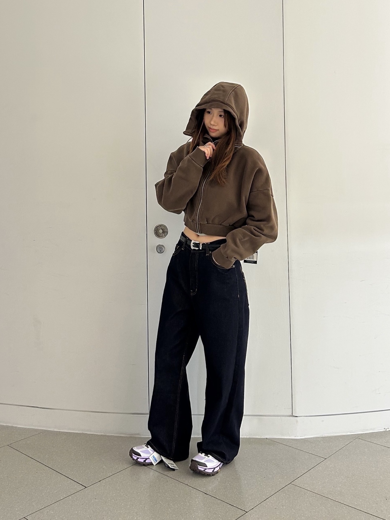 Entire Studios Women Cropped Full Zip Brunette - 25FW 착용 스타일 - 4