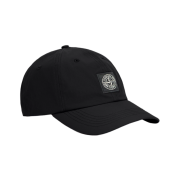 Stone Island 9100001 Recycled Nylon Oxford Baseball Cap with Compass Patch Black - 26SS