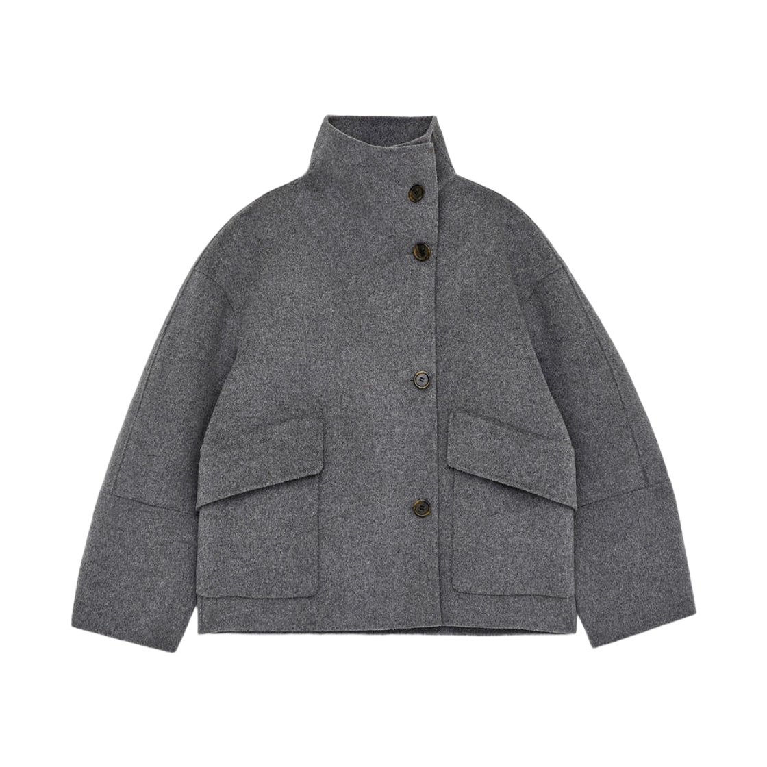 1262289-002 (W) Arket Double Wool Blend Jacket Grey Melange