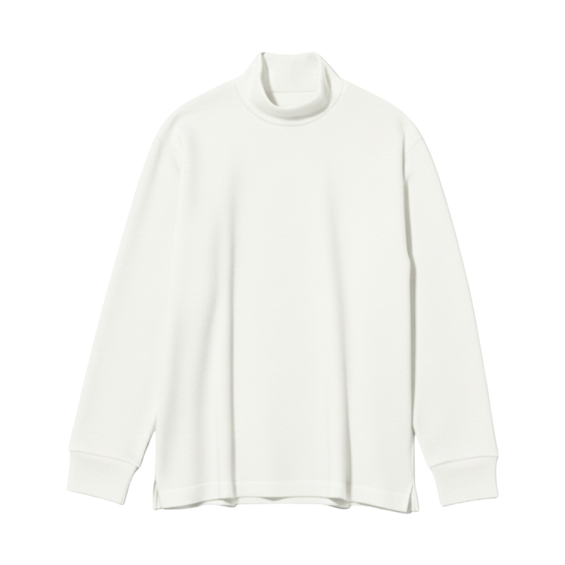 479790-01 Uniqlo Soft Knit Fleece Mock Neck T-Shirt Off White - JP