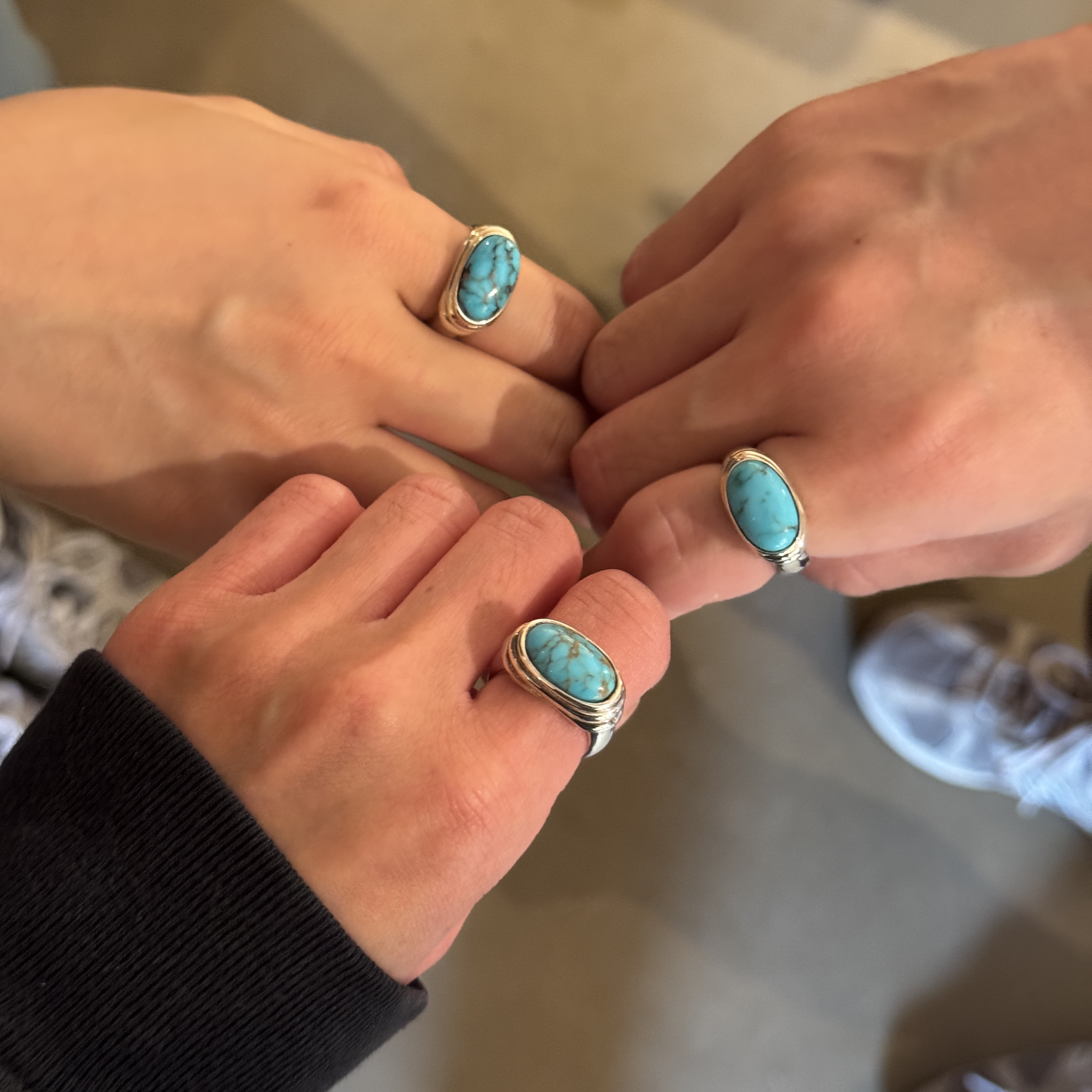 Bőr Echo Ring Turquoise, Bőr Wingnut Ring_L Tigereye 착용 스타일 - 3