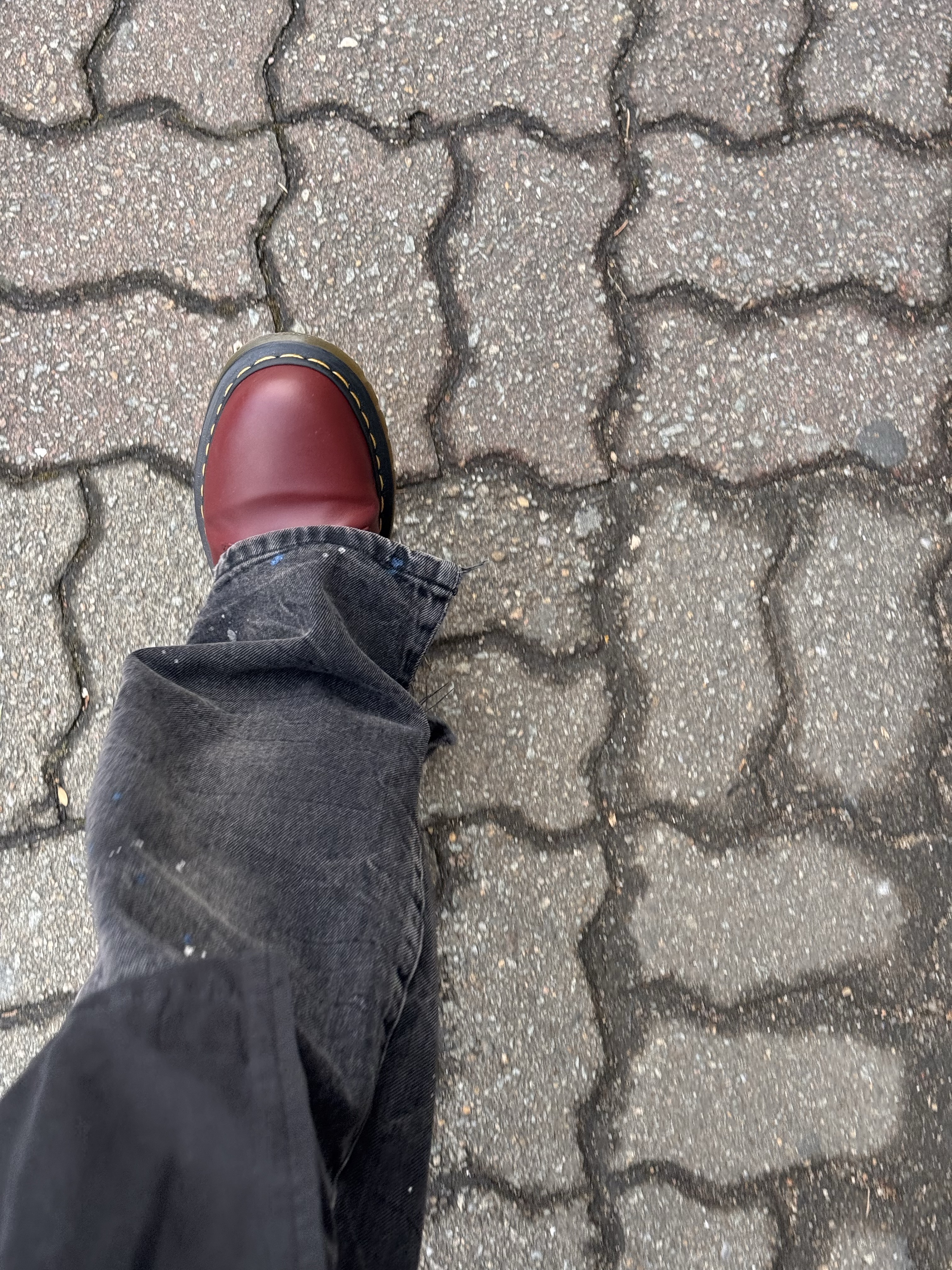 Dr. Martens 1461 Smooth Leather Oxford Shoes Cherry Red 착용 스타일 - 2