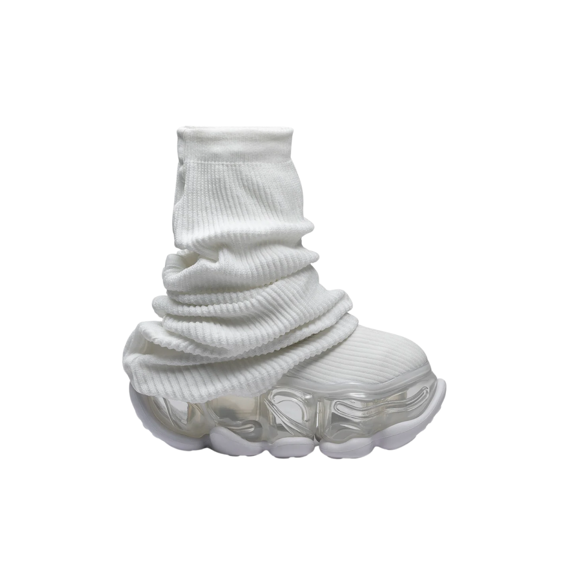 (W) 그라운즈 스카이스크래퍼 루즈 삭스 니트 화이트 클리어((W) Grounds Skyscraper Loose Socks Knit White Clear)