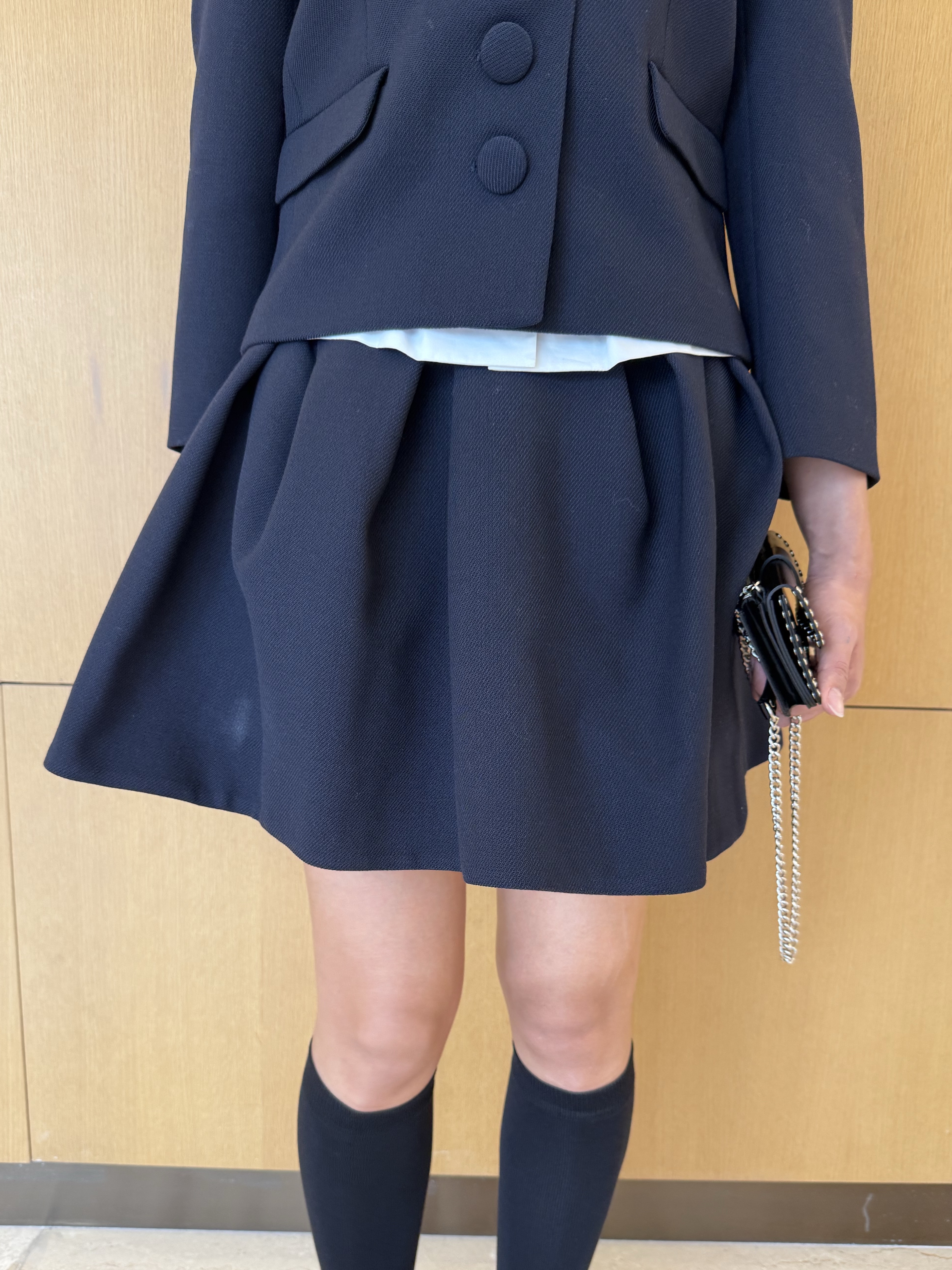 Shushu/Tong Women Tucked Short Skirt Navy Blue - 25FW 착용 스타일 - 4