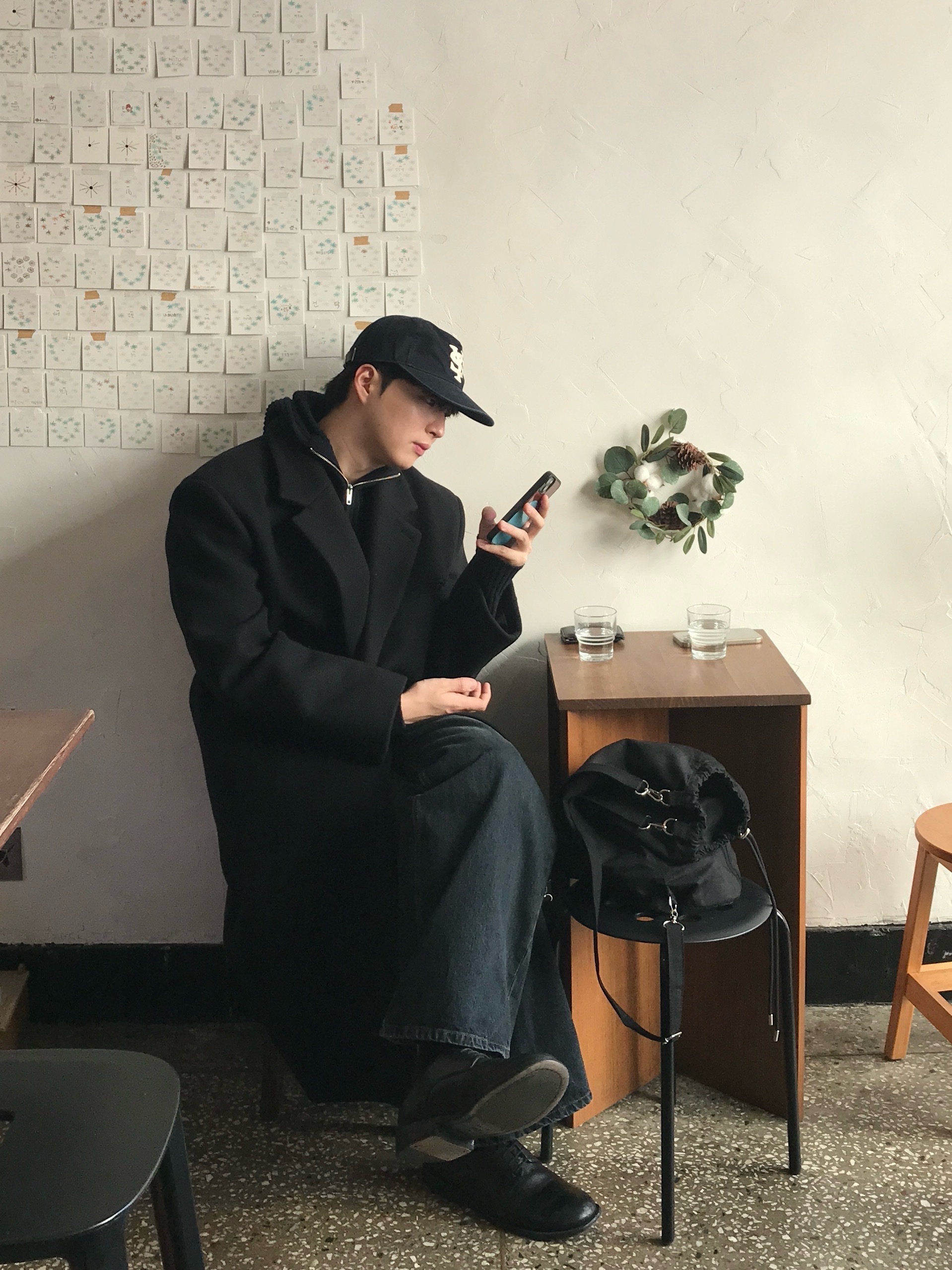 Sunday Ceremony Sy Logo 5 Panel Cotton Cap - Navy 착용 스타일 - 6