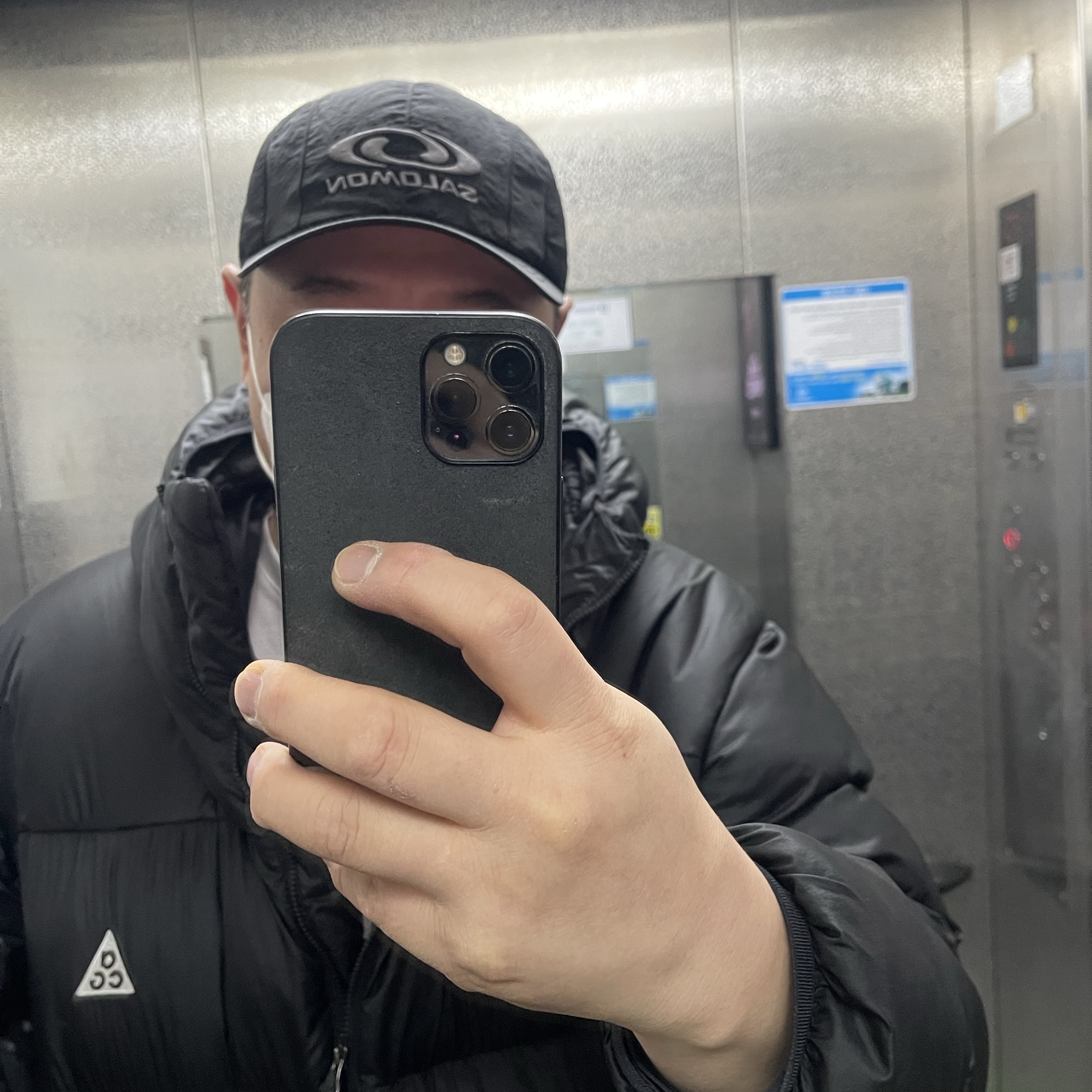 Salomon Link Camp Cap Black, Nike ACG Therma-Fit ADV Lunar Lake Puffer Jacket Black - Asia 착용 스타일