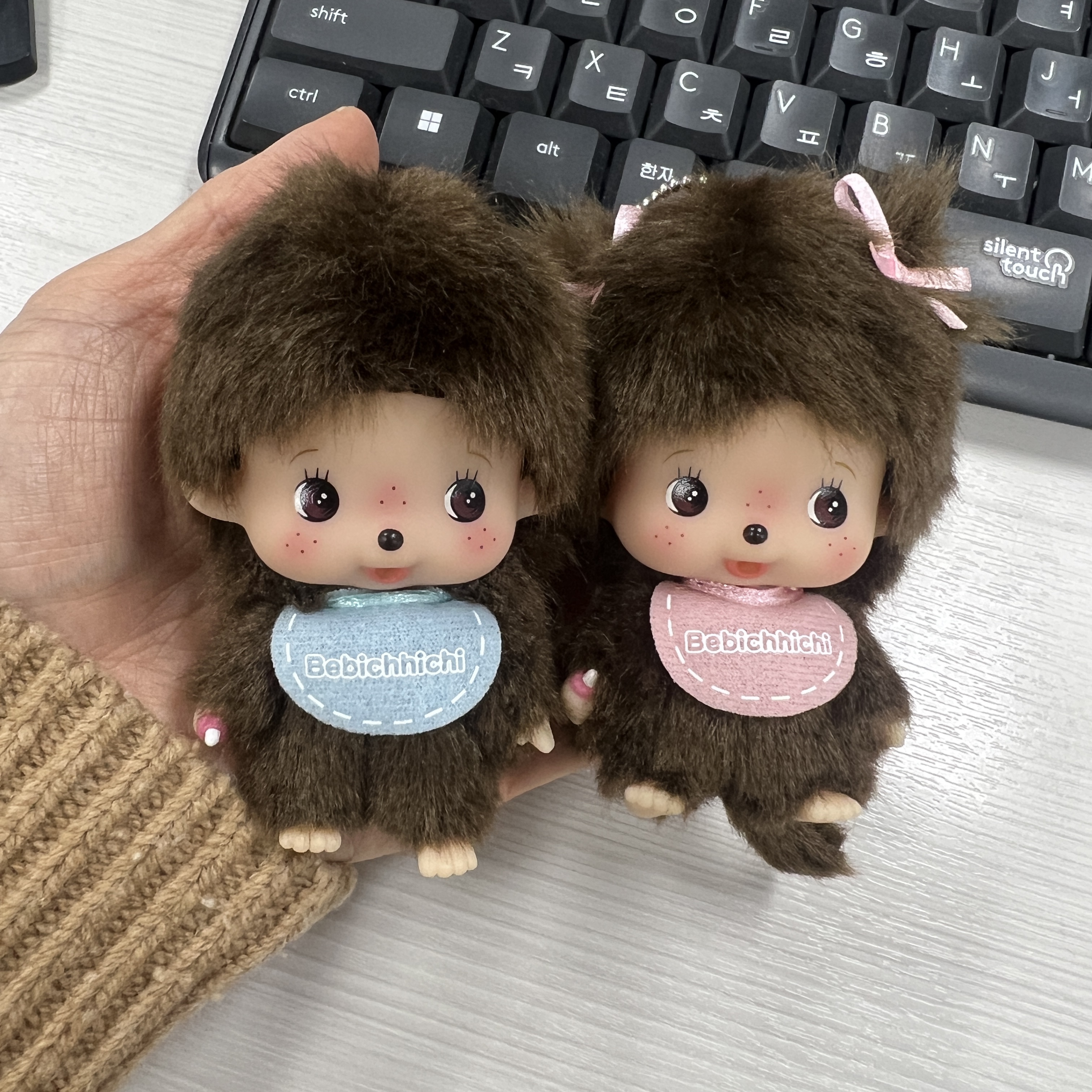 Monchhichi big Head Bebichhichi SS Keychain Girl, Monchhichi Big Head Bebichhichi SS Keychain Boy 착용 스타일 - 3