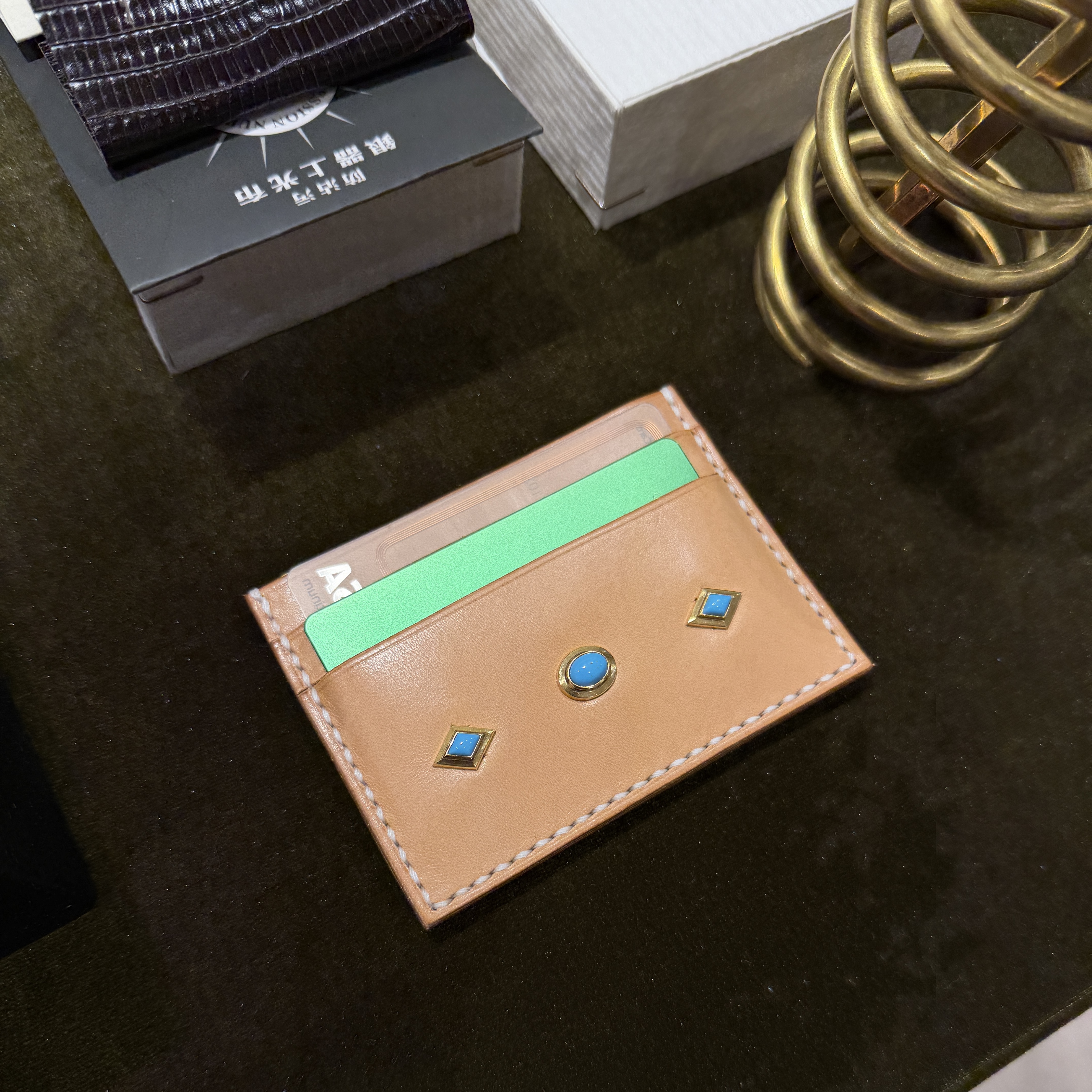 Bőr Card Wallet Natural 착용 스타일 - 6