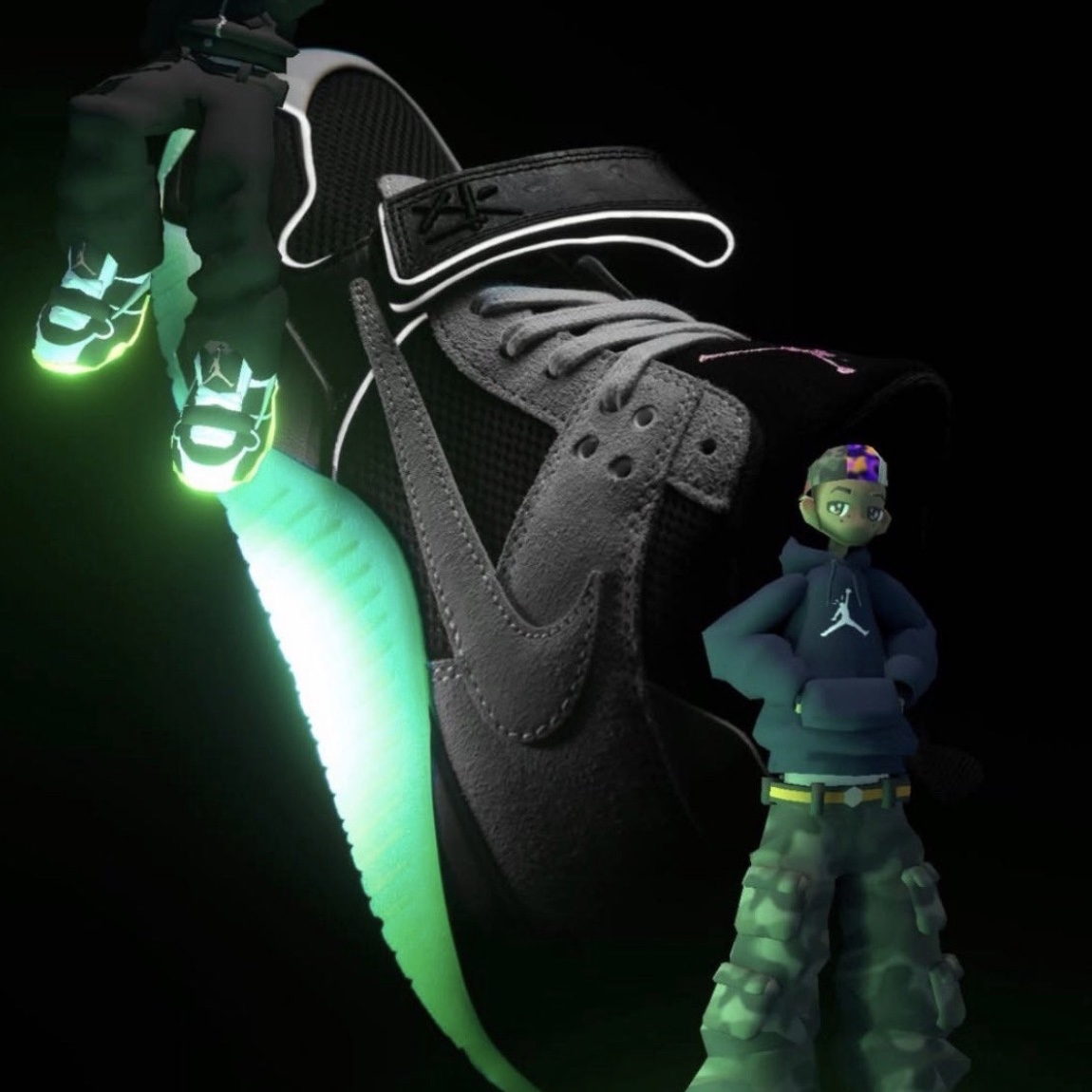 Jordan x Travis Scott x Chase B Jumpman Jack TR Black Night Silver 착용 스타일