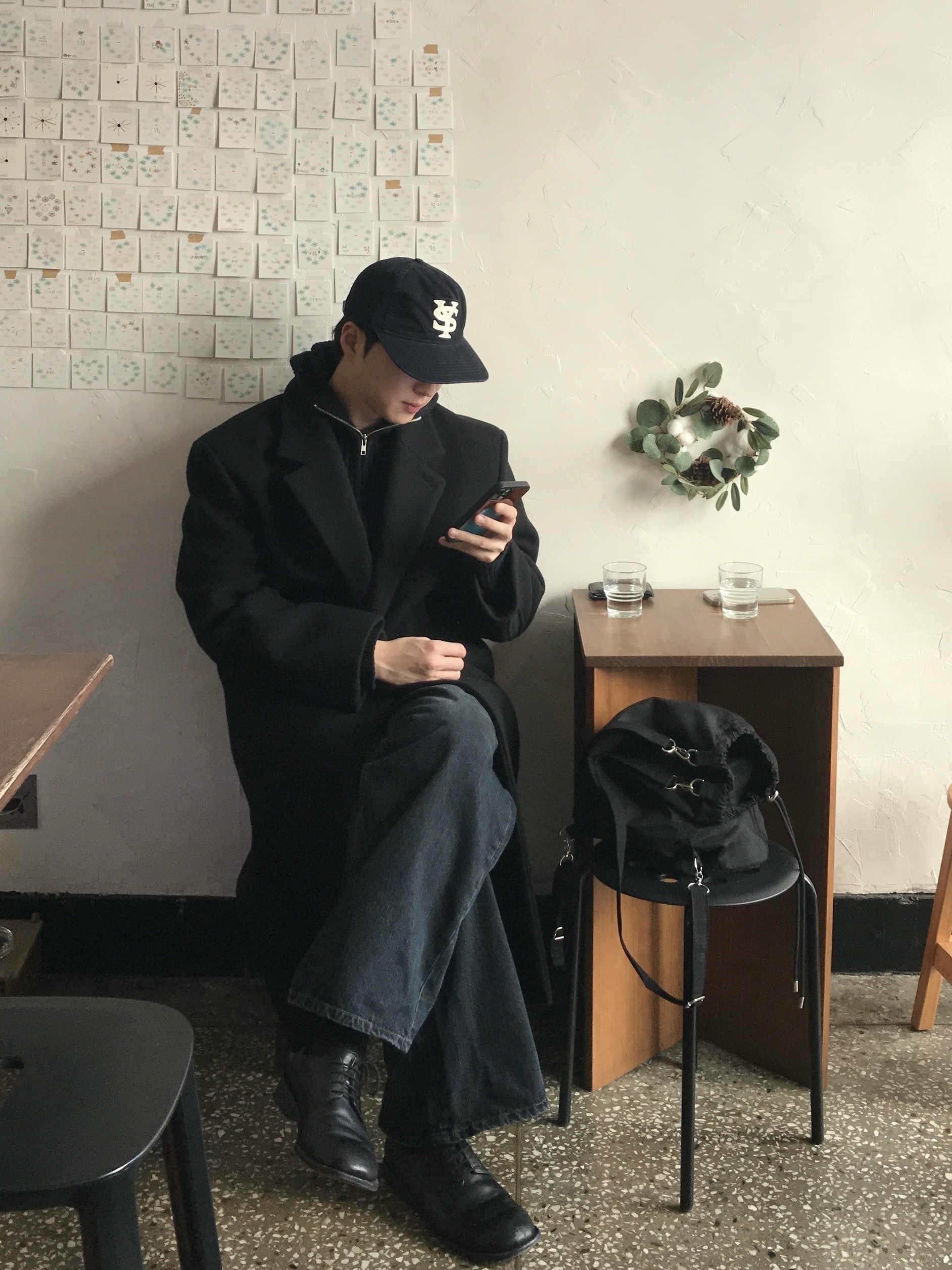 Sunday Ceremony Sy Logo 5 Panel Cotton Cap - Navy 착용 스타일 - 5