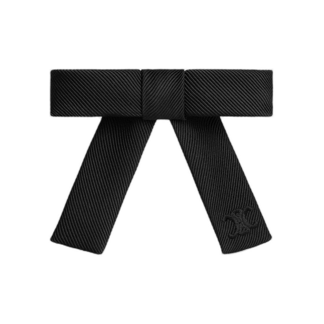 B10522Y52-38NS Celine Ribbon Hair Clip In Silk and Steel Black Silver