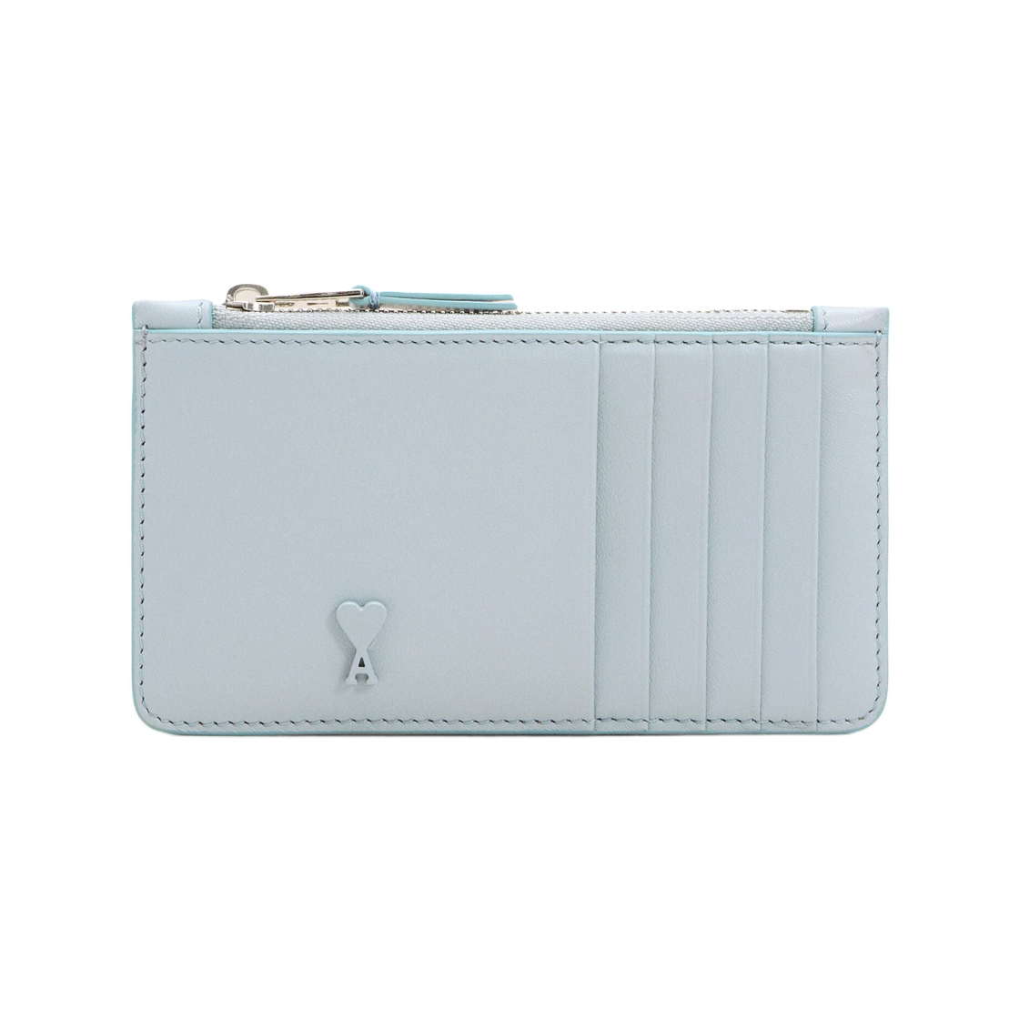 아미 블루 스무스 레더 아미 드 하트 지퍼 카드 홀더 스카이(AMI Blue Smooth Leather Ami De Coeur Zipped Card Holder Sky) - 1