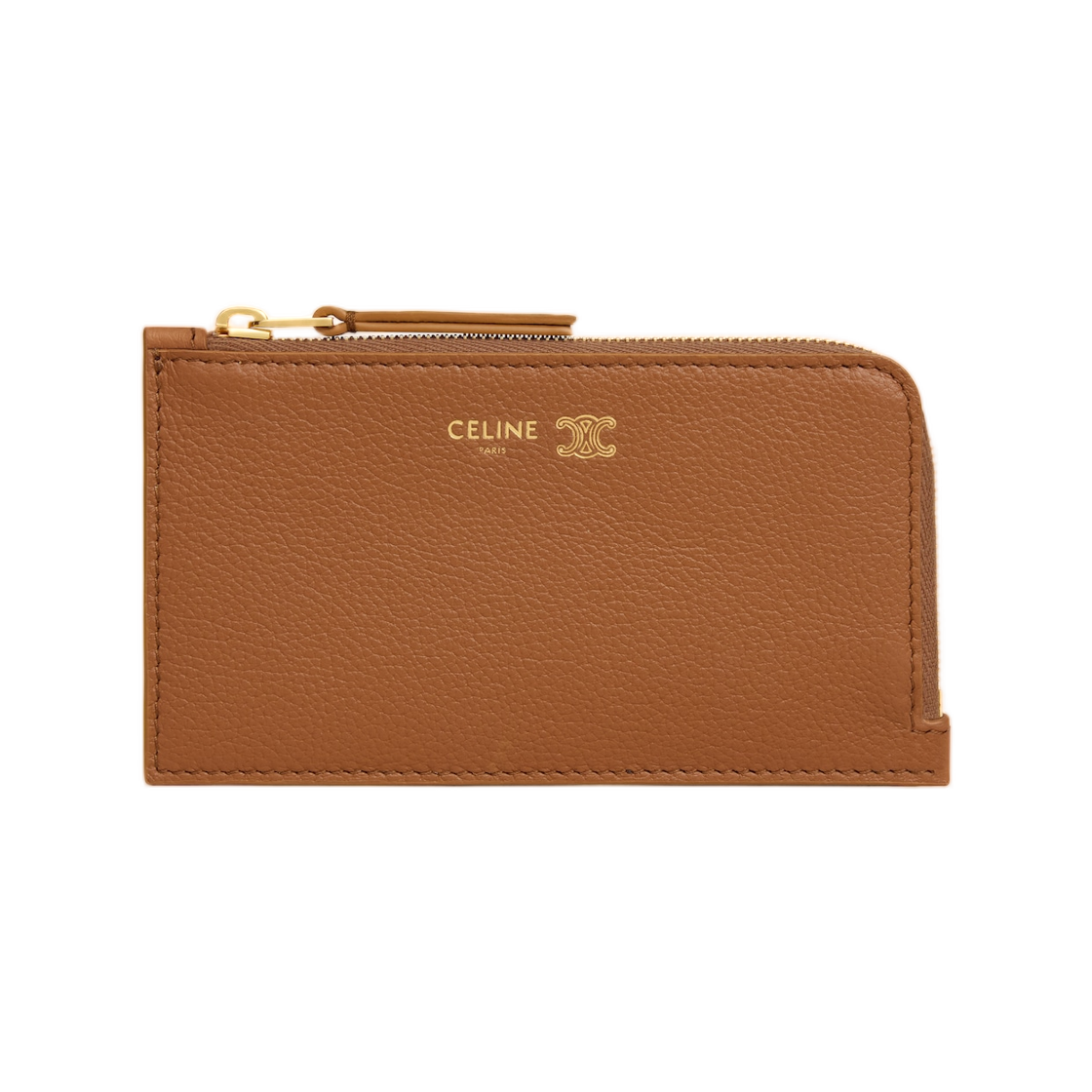 L10082O54-GHD1 Celine Long Zipped Card Holder In Supple Grained Calfskin Soft Tan Soft Cream