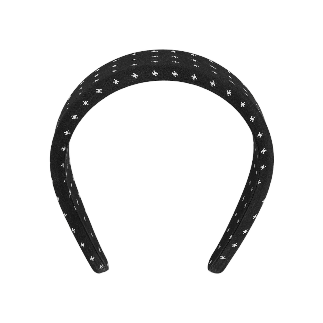 B104B2AUK-38WI Celine Micro Triomphe Headband In Silk Black White