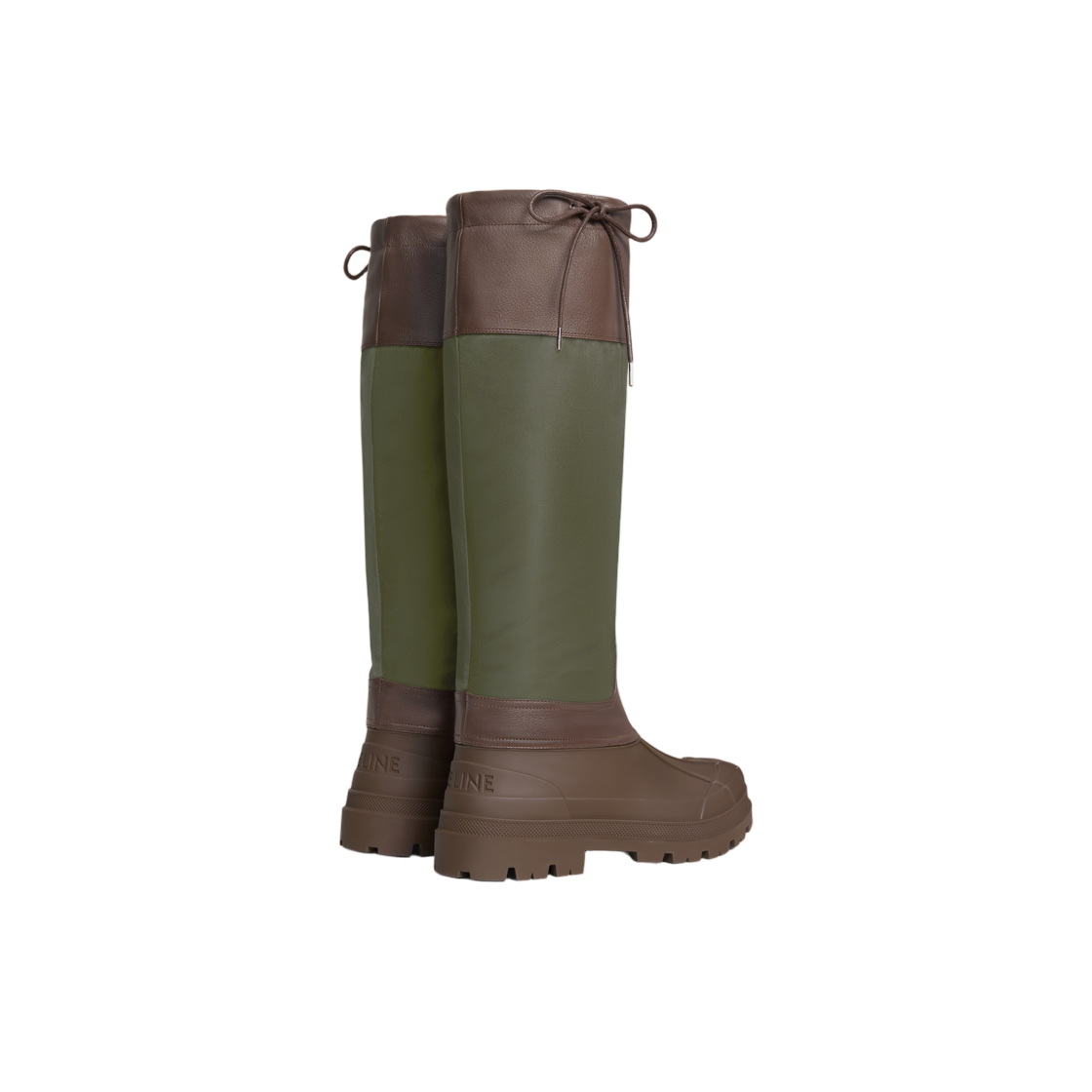 (W) 셀린느 라일리 하이 부츠 나일론 앤 카프스킨 다크브라운 카키((W) Celine Riley High Boot In Nylon and Calfskin Darkbrown Khaki) - 3
