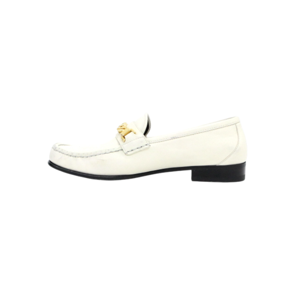 구찌 645445 화이트 레더 금장 체인 여성 로퍼aa59147(Gucci White Leather Gold Chain Women's Loafers 645445) - 1