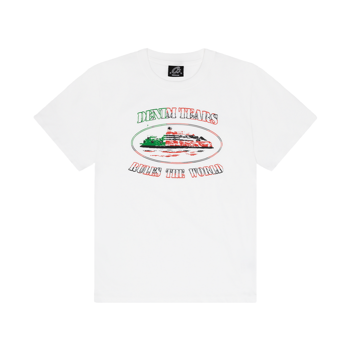 데님 티어스 x 코르테이즈 코르티어스 OG 알카트라즈 티셔츠 화이트(Denim Tears x Corteiz Cortears OG Alcatraz T-Shirt White)