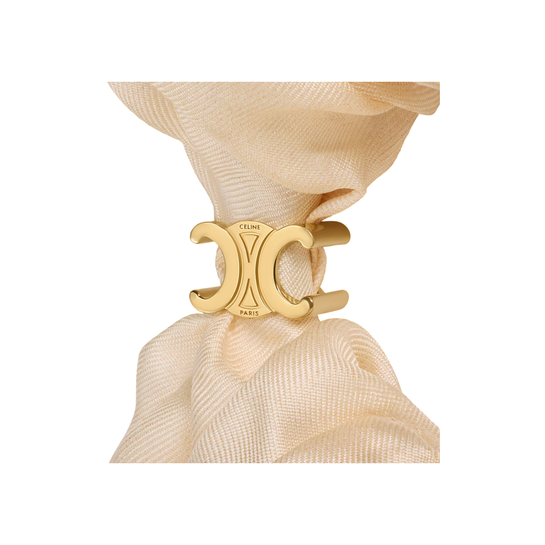 셀린느 C 설키 스크런치 실크 앤 브래스 골드 피니쉬 골드 화이트(Celine C Sulky Scrunchy In Silk and Brass with Gold Finish Gold White) - 2