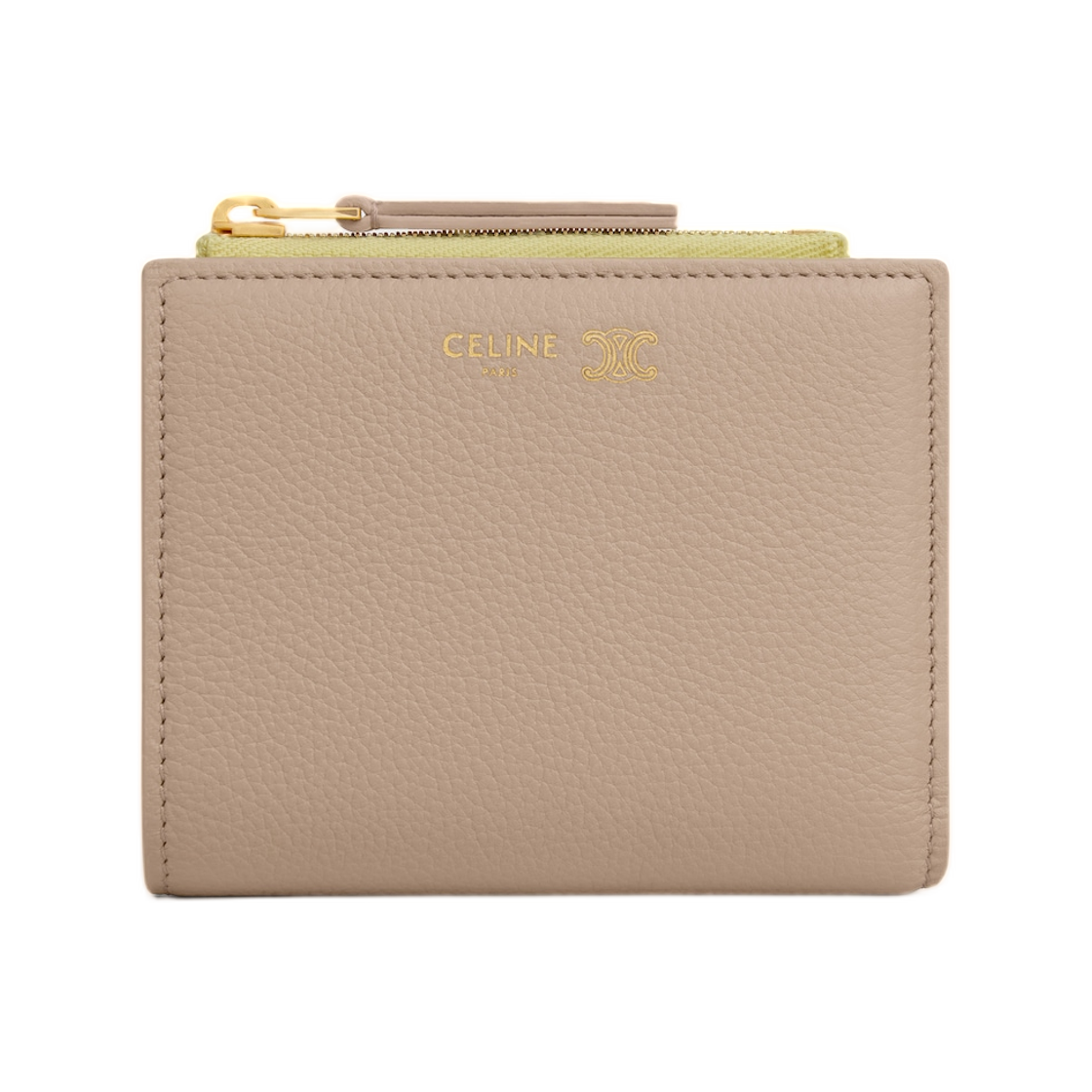 L100H2O54-03TU Celine Compact Wallet In Supple Grained Calfskin Safari Citrus