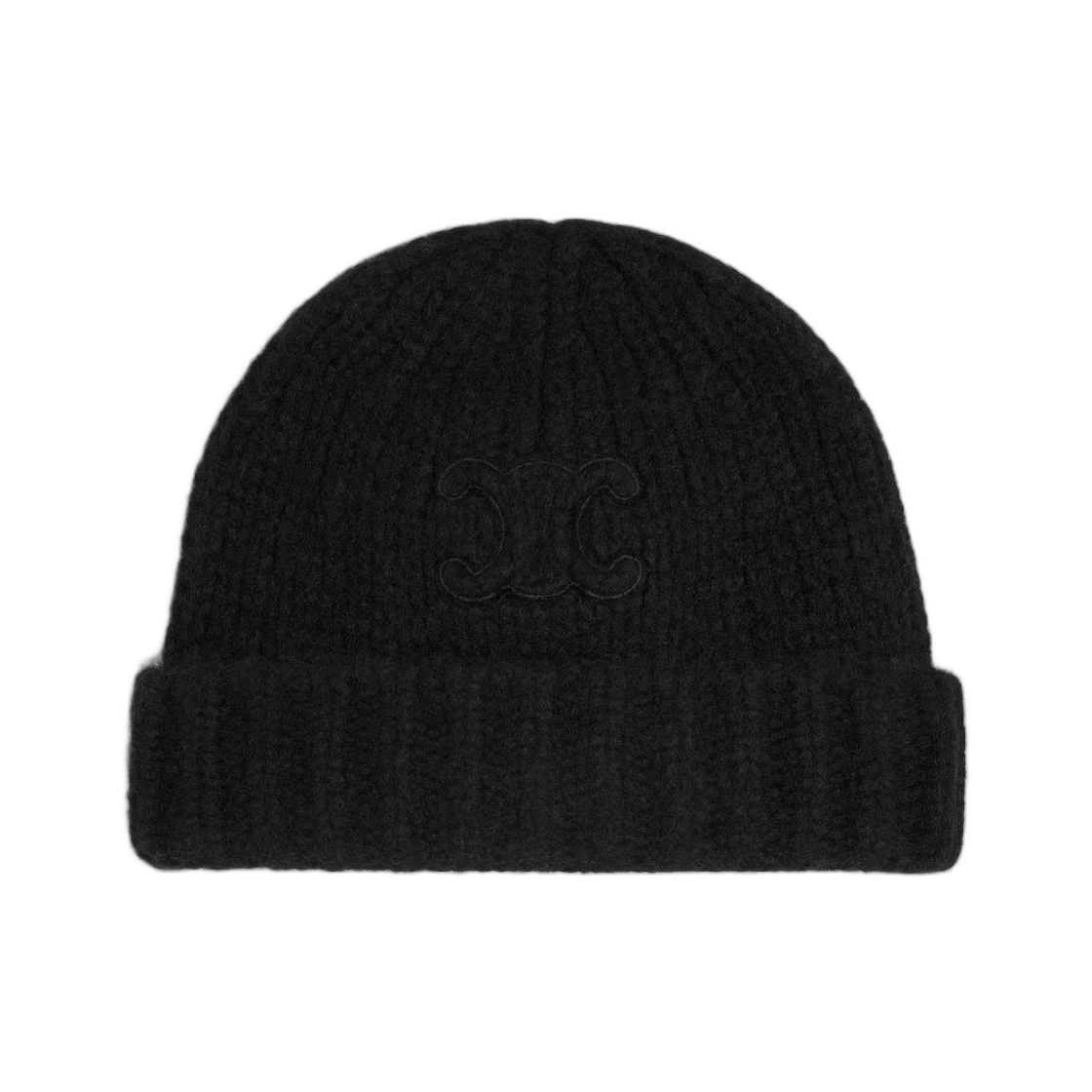 AA09Y0899-38NO Celine Triomphe Beanie In Cashmere Silk Black
