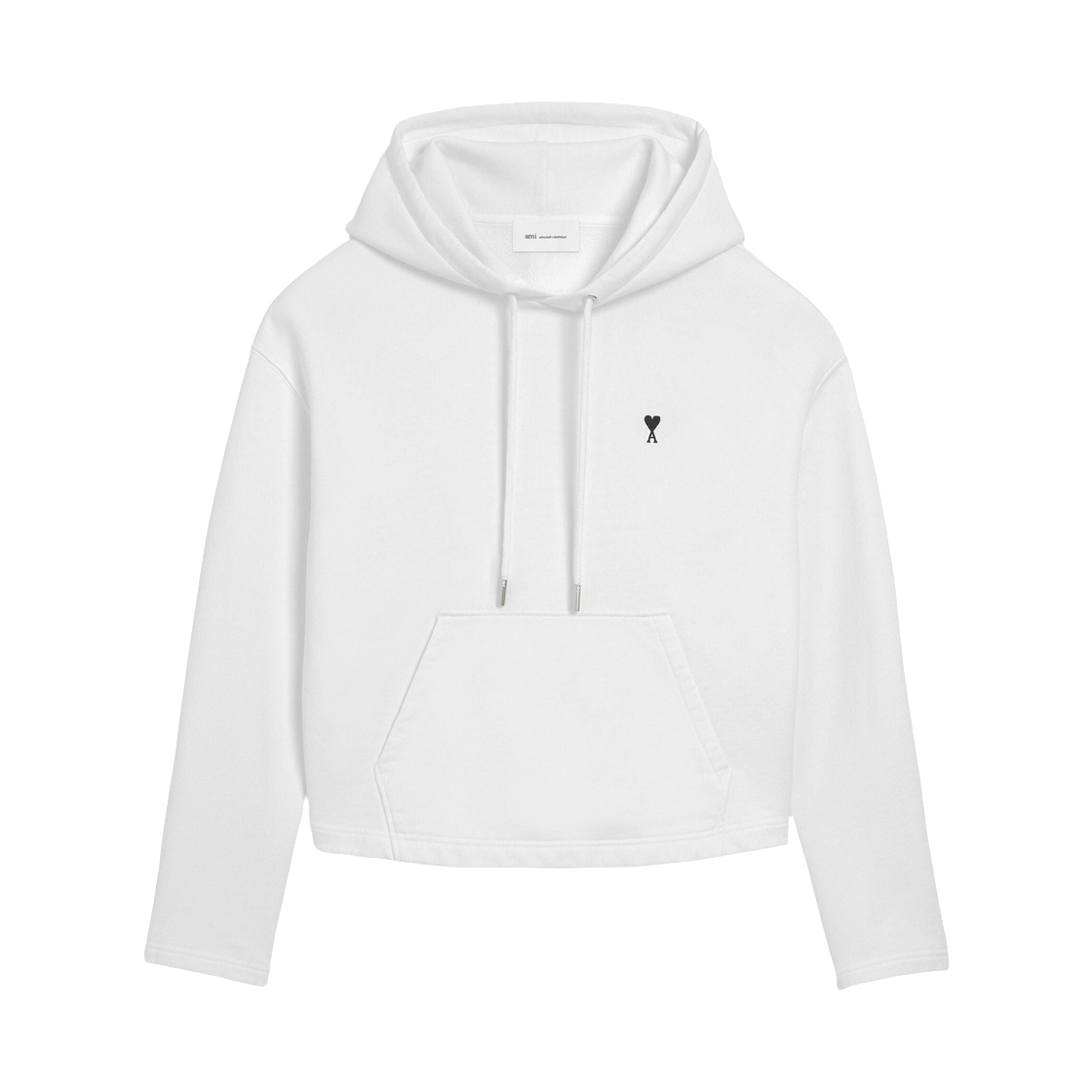 (W) 아미 화이트 코튼 컨트래스트 아미 드 하트 후드 화이트((W) AMI White Cotton Contrasted Ami De Coeur Hoodie White) - 1