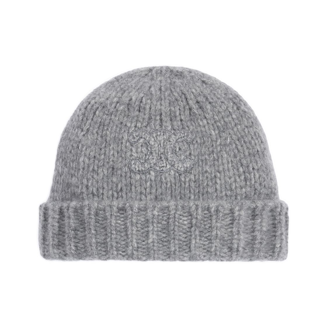 AA09Y0899-08GC Celine Triomphe Beanie In Cashmere and Silk Light Grey