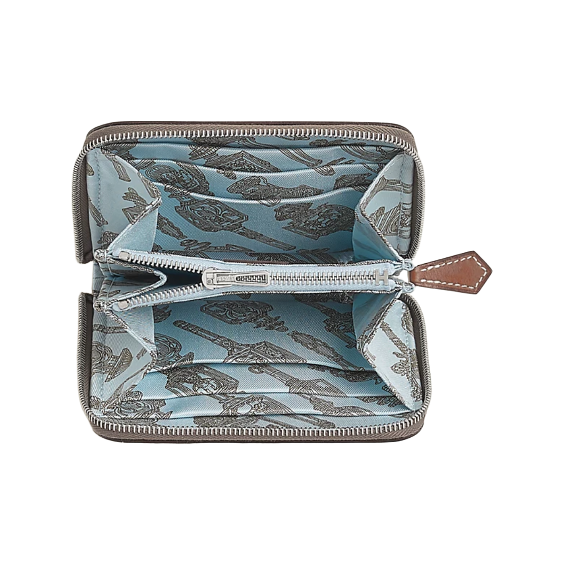 에르메스 실크인 컴팩트 월렛 에버컬러 & 팔라듐 하드웨어 에뚜쁘 블루 브룸 토프(Hermes Silk'In Compact Wallet Evercolor & Palladium Etoupe Bleu Brume Taupe) - 2