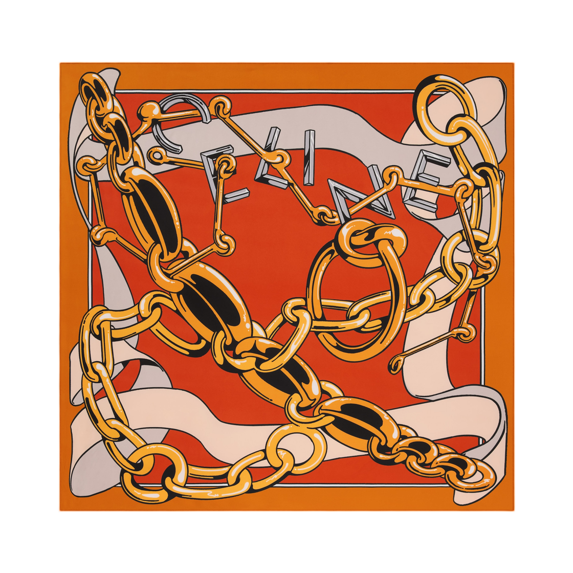 2AW902R16-GBQ3 Celine Square In Silk Twill Orange Gold