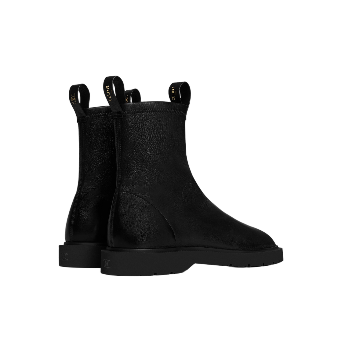 (W) 셀린느 플로우 지퍼 부츠 스트레치 램스킨 블랙((W) Celine Flow Zipped Boot In Stretch Lambskin Black) - 3