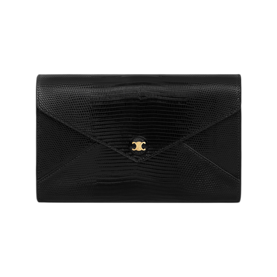 10P664DUA-38NO Celine Envelope Wallet On Chain In Lizard Black