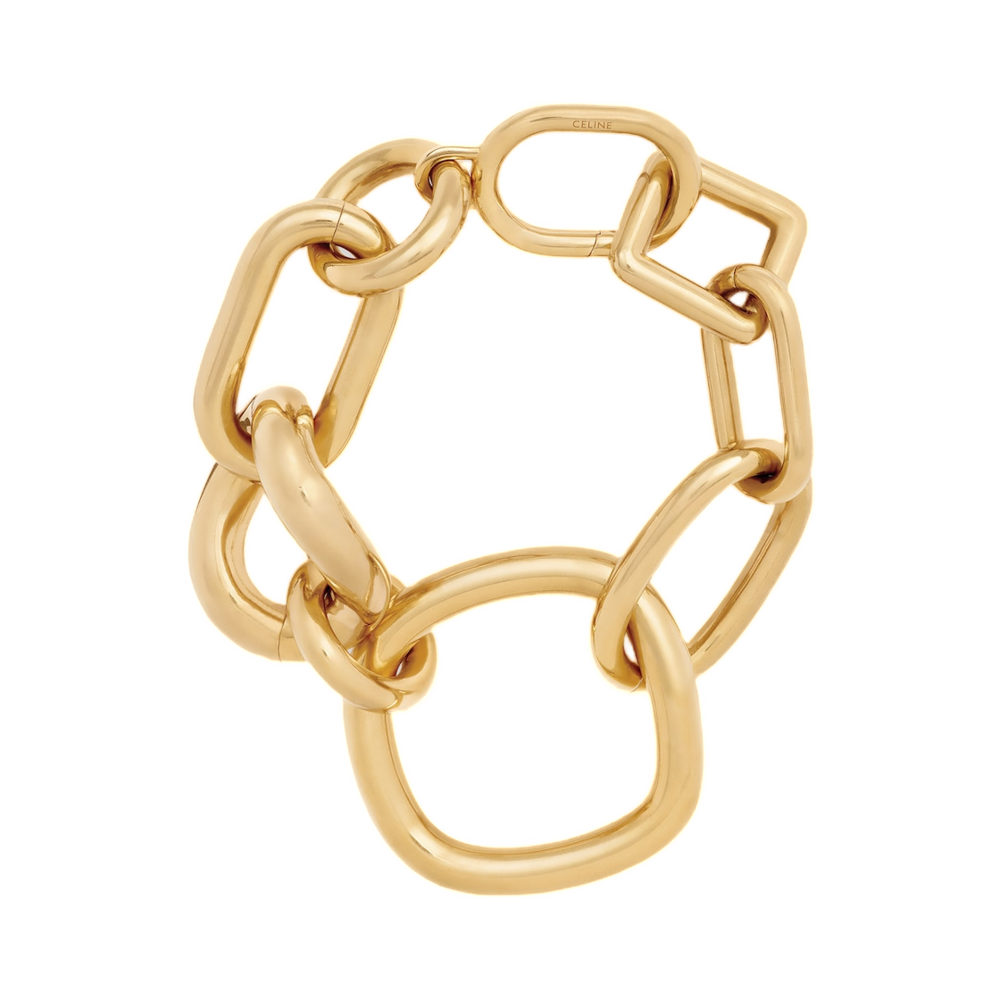 B102X6BRA-35OR Celine Charms Modern Chunky Gourmette In Brass with Gold Finish Gold