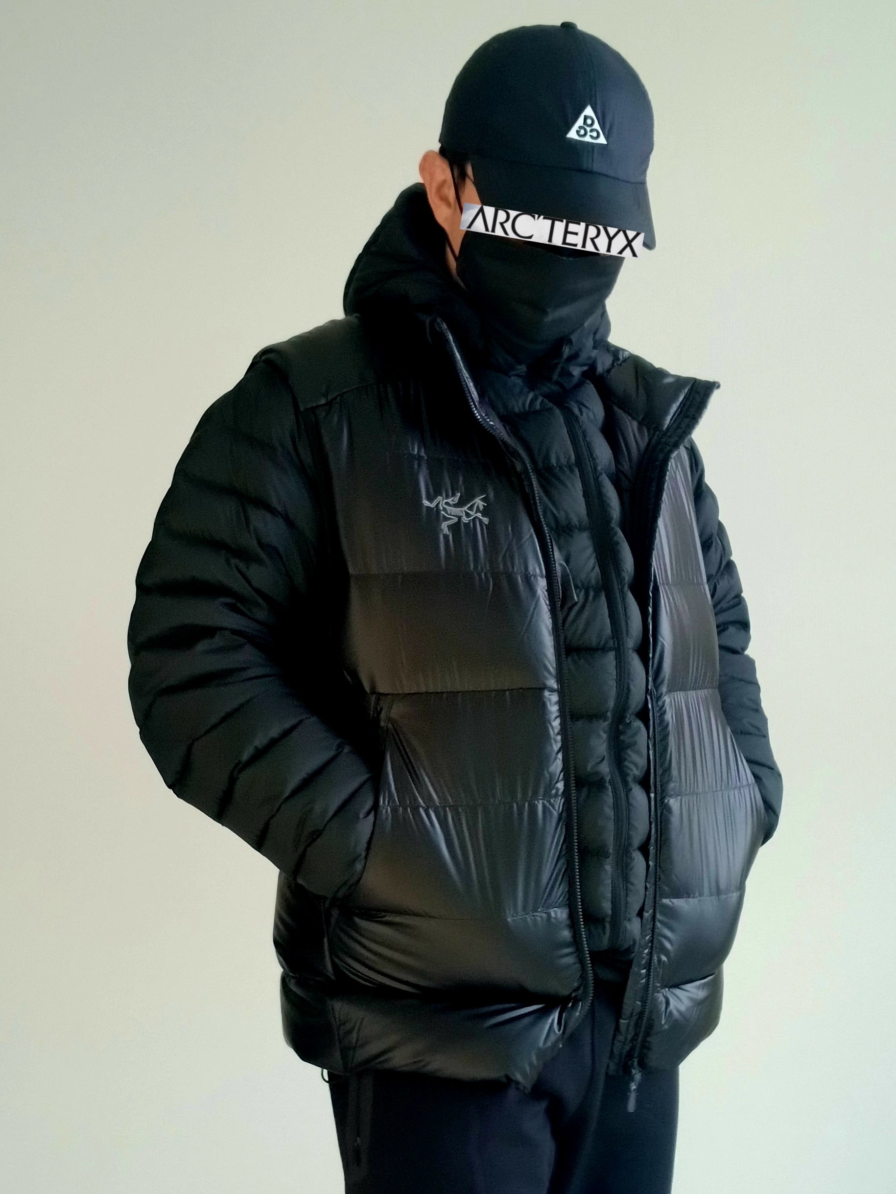 Nike ACG Trail Cap Black, Arc'teryx Cerium Hoody Black 착용 스타일 - 7