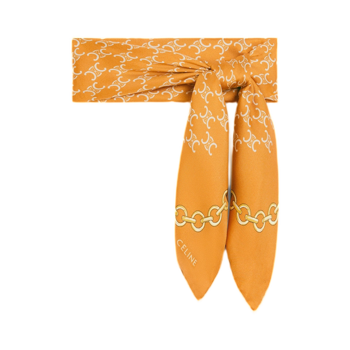 셀린느 반다나 헤리티지 실크 트윌 오렌지 브라운 에크루(Celine Bandana In Heritage Silk Twill Orange Brown Ecru) - 3