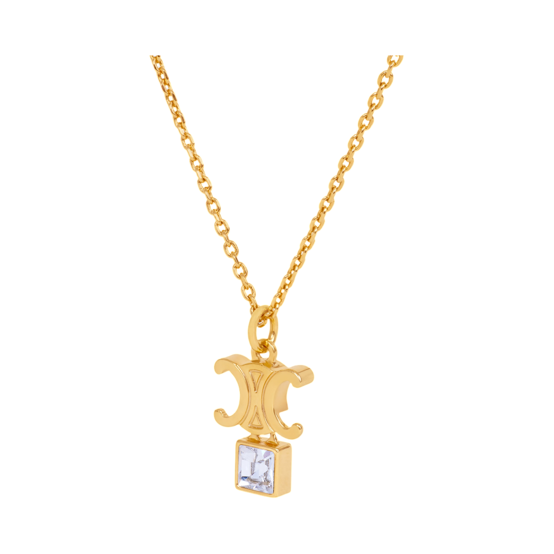 셀린느 트리옹프 트윙클 네클리스 스트라스 앤 브래스 골드 피니쉬 골드(Celine Triomphe Twinkle Necklace In Strass and Brass with Gold Finish Gold) - 2