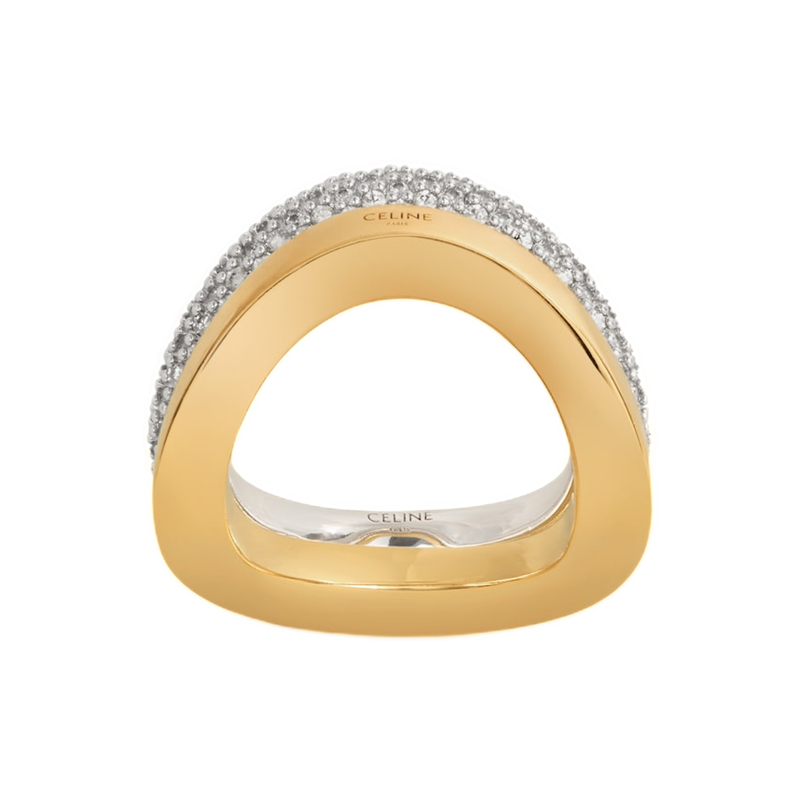 셀린느 폼 아브스트레이트 세트 오브 링즈 스트라스 앤 브래스 골드 앤 로듐 피니쉬 골드 실버(Celine Formes Abstraites Set of Rings In Strass and Brass with Gold and Rhodium Finish Gold Silver) - 1