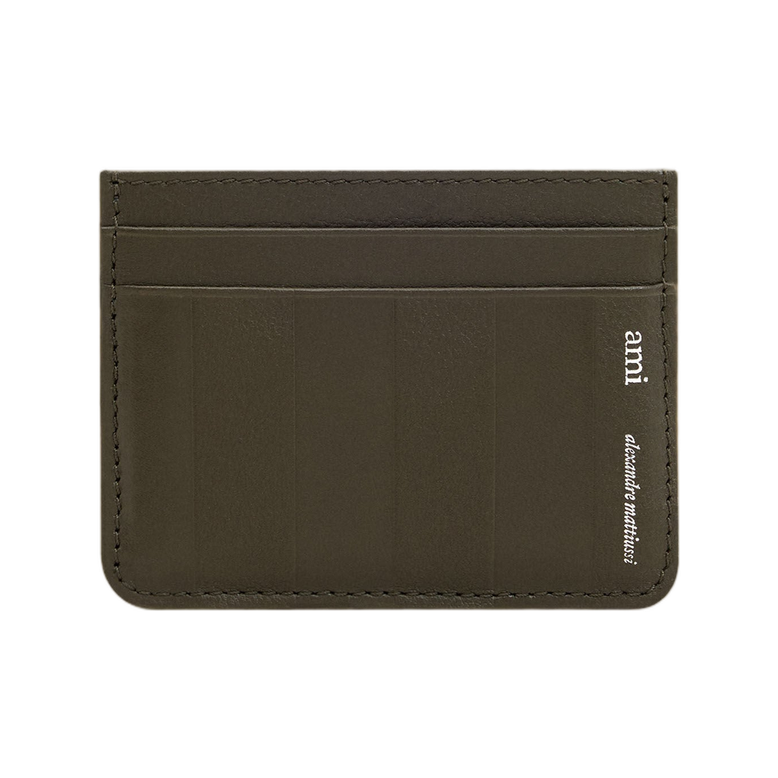 아미 그린 레더 미디 카드 홀더 블랙 올리브(AMI Green Leather Midi Card Holder Black Olive)
