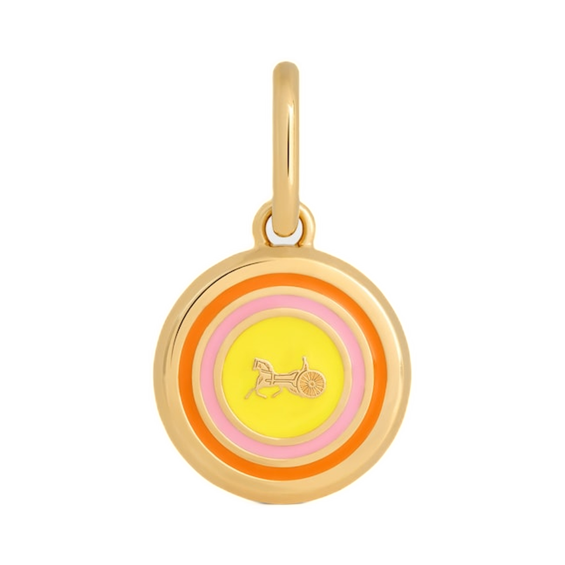 B101Q6AUE-GGW1 Celine Charms Sulky Medal In Enamel and Brass with Gold Finish Gold Yellow Pink Orange