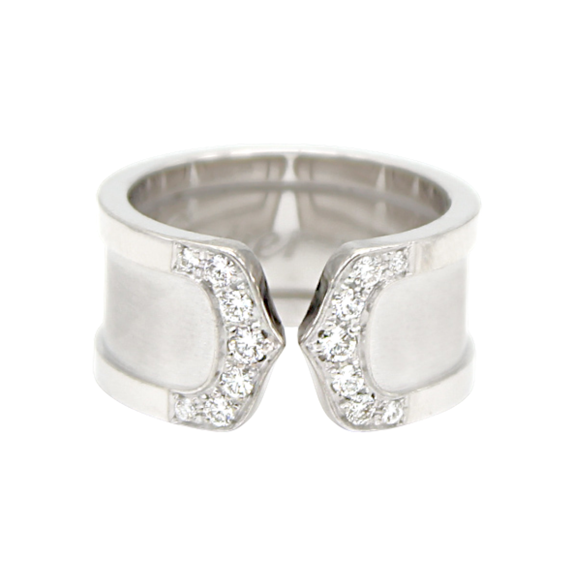 까르띠에 더블C 18K 화이트골드 다이아 반지 51호 국내11호(Cartier Double C 18K White Gold Diamond Ring, Size 51 (US 11)) - 1