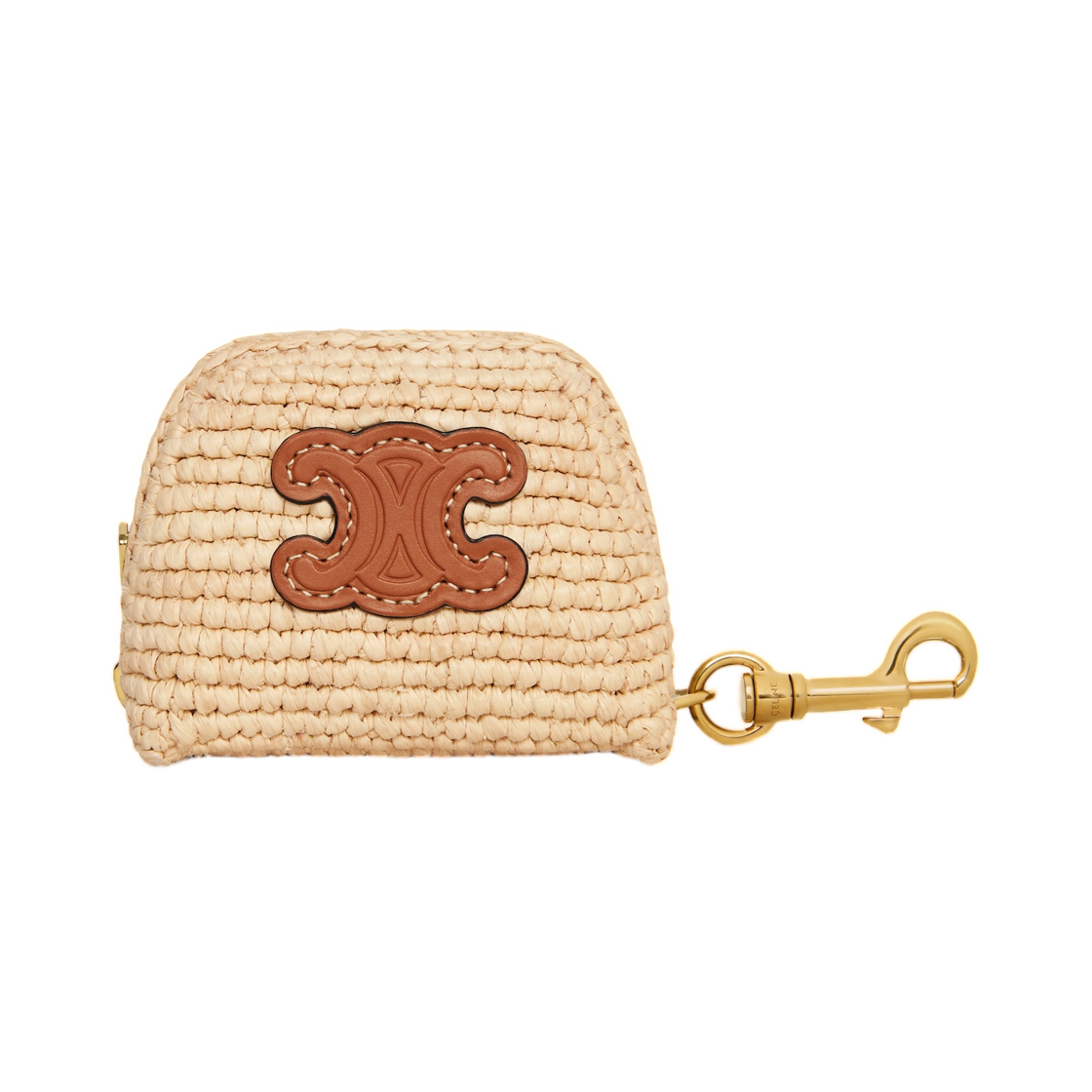 49J782GUE-02NT Celine Micro Triomphe Charm In Raffia Natural Tan