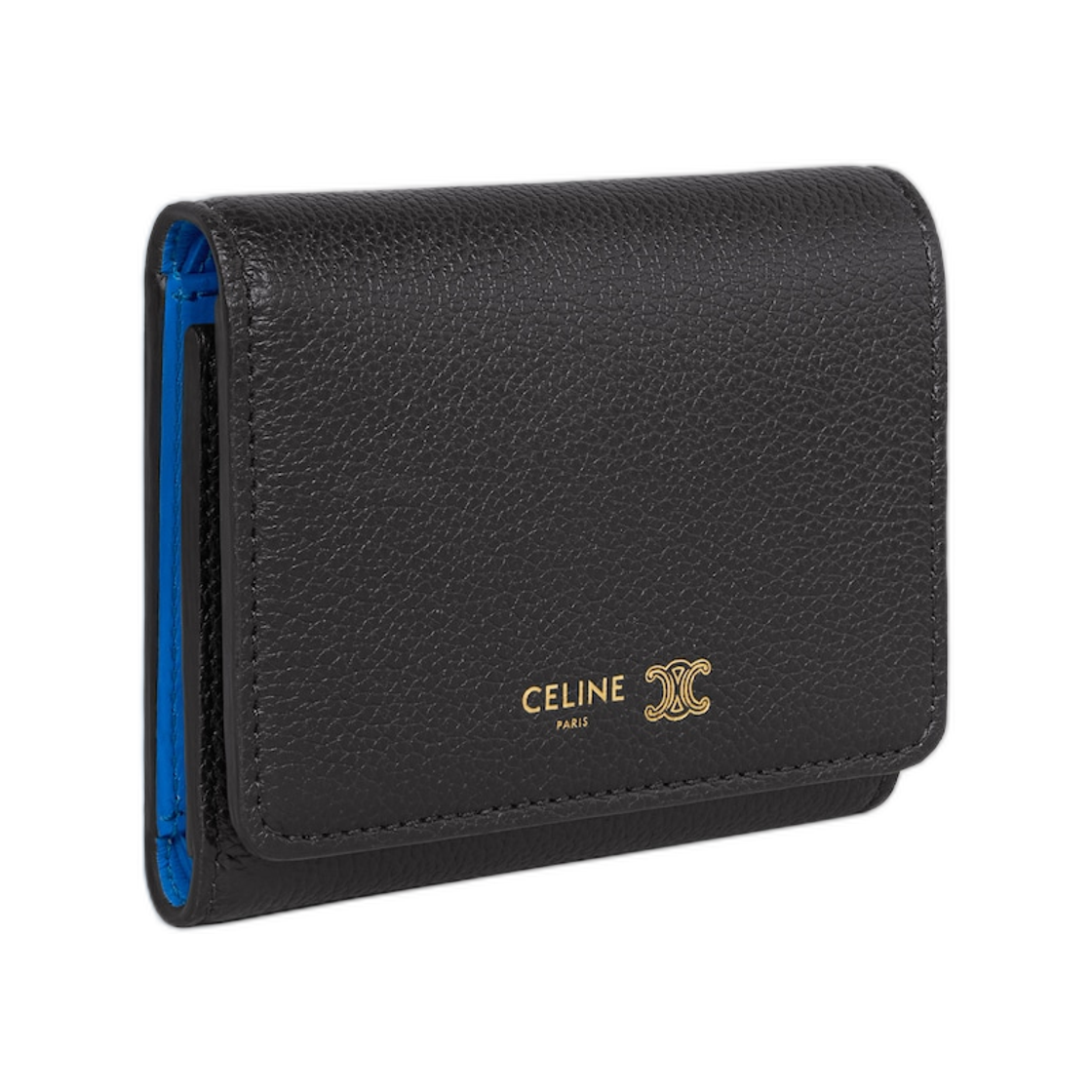 셀린느 파인 월렛 서플 그레인드 카프스킨 블랙 울트라 블루(Celine Fine Wallet In Supple Grained Calfskin Black Ultra Blue) - 3