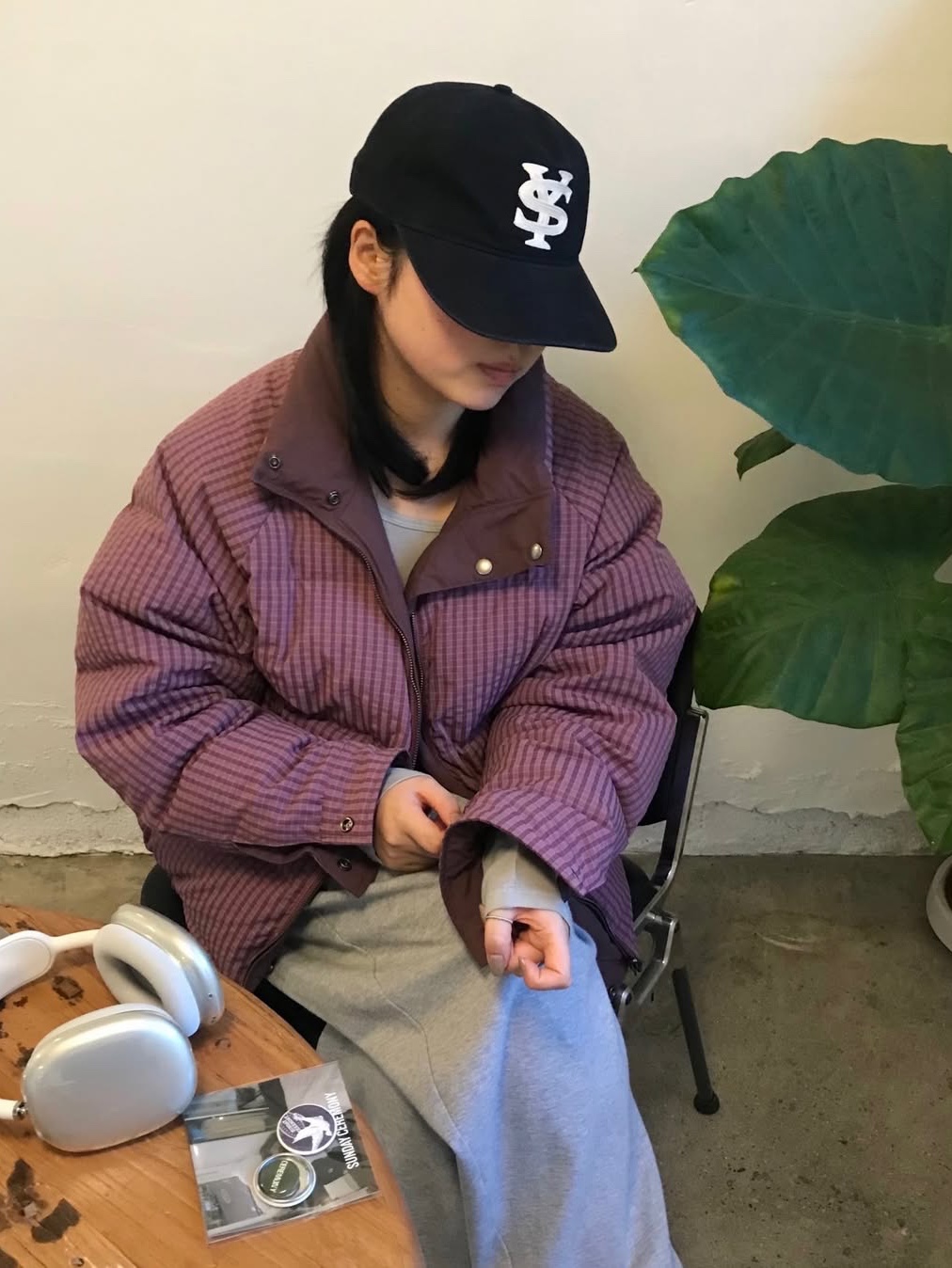 Sunday Ceremony Sy Logo 5 Panel Cotton Cap - Navy 착용 스타일 - 2