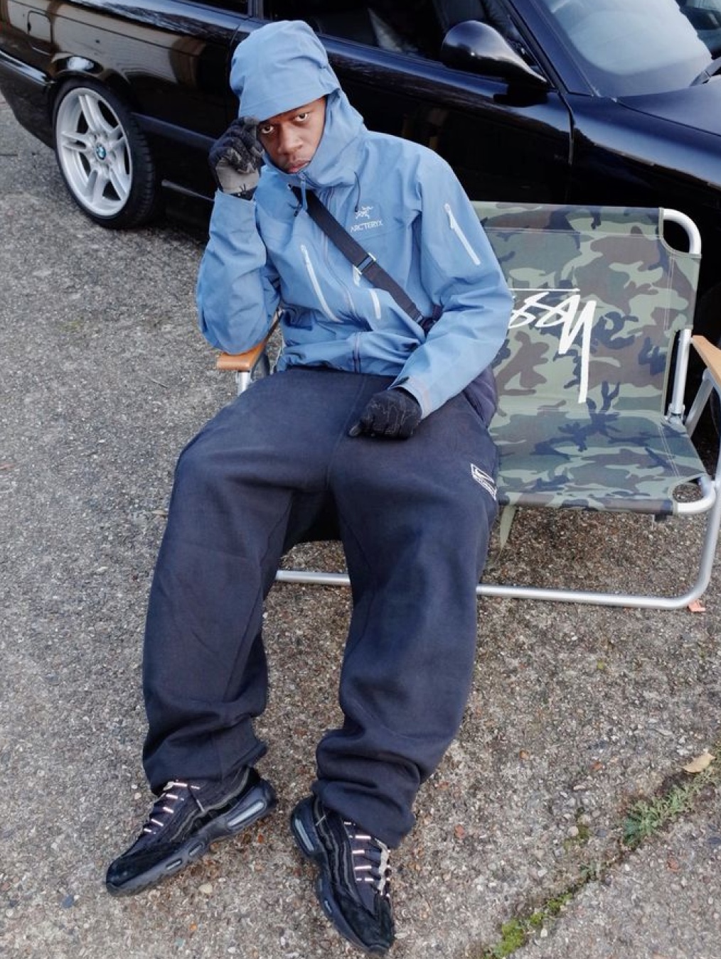 (W) Adidas Future Icon 3S Woven Pants Black - KR Sizing, Nike x Stussy Washed Fleece Pants Black (FN5235-010) 착용 스타일 - 4