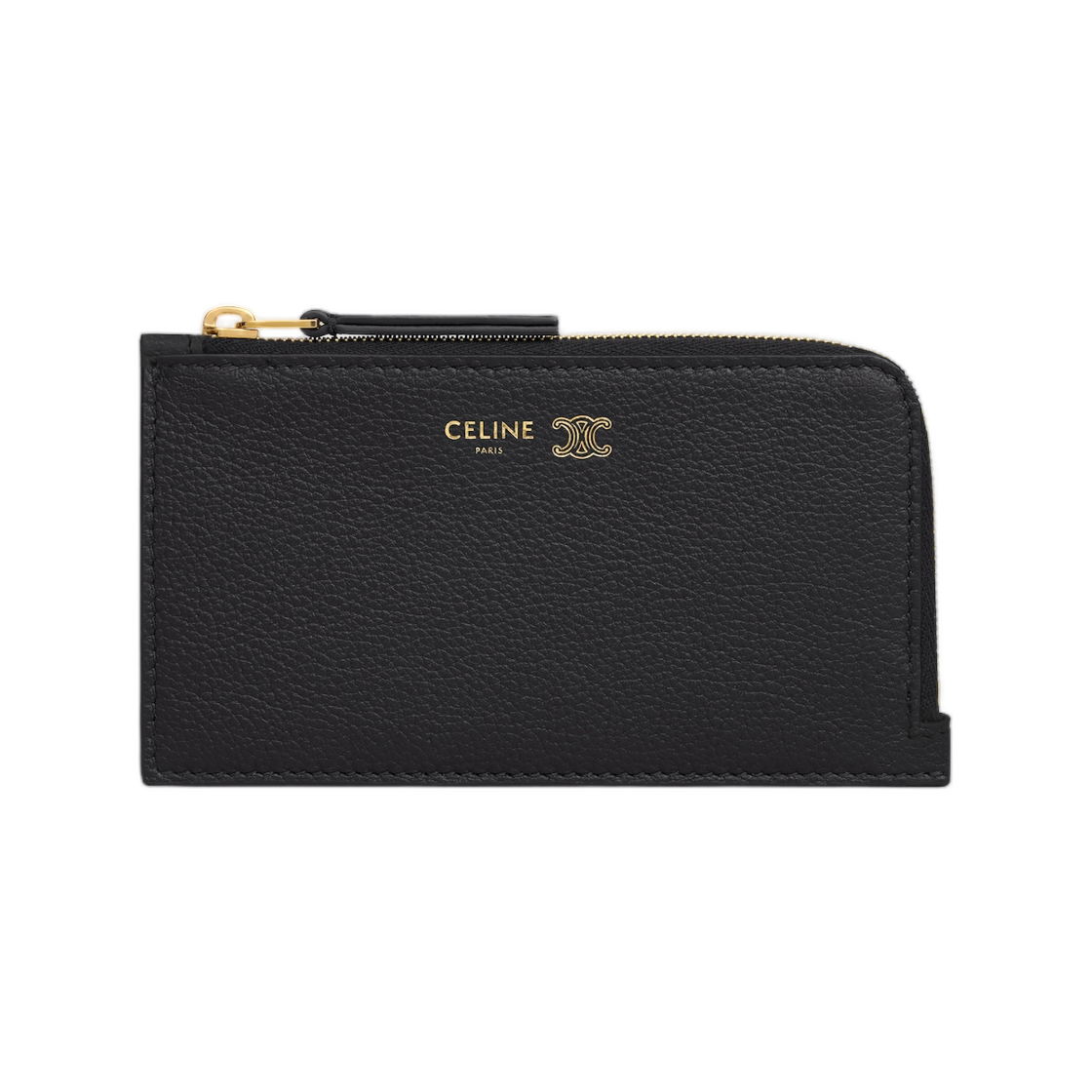 L10082O54-GFS3 Celine Long Zipped Card Holder In Supple Grained Calfskin Black Ultra Blue