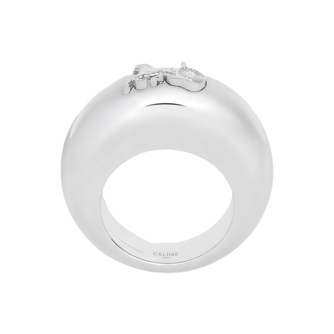 B105C6BRA-36SI Celine Sulky Ring In Brass with Rhodium Finish Silver