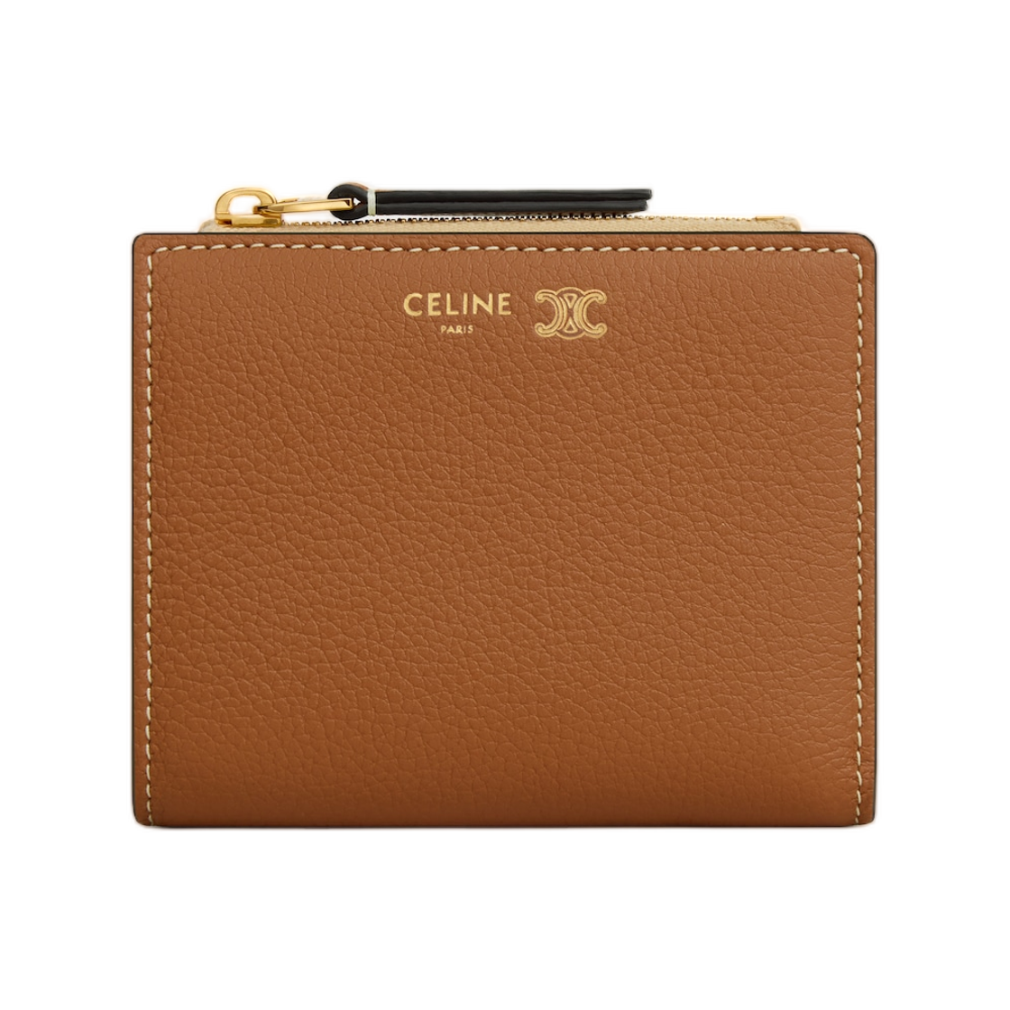 L100H2O54-GHD1 Celine Compact Wallet In Supple Grained Calfskin Soft Tan Soft Cream
