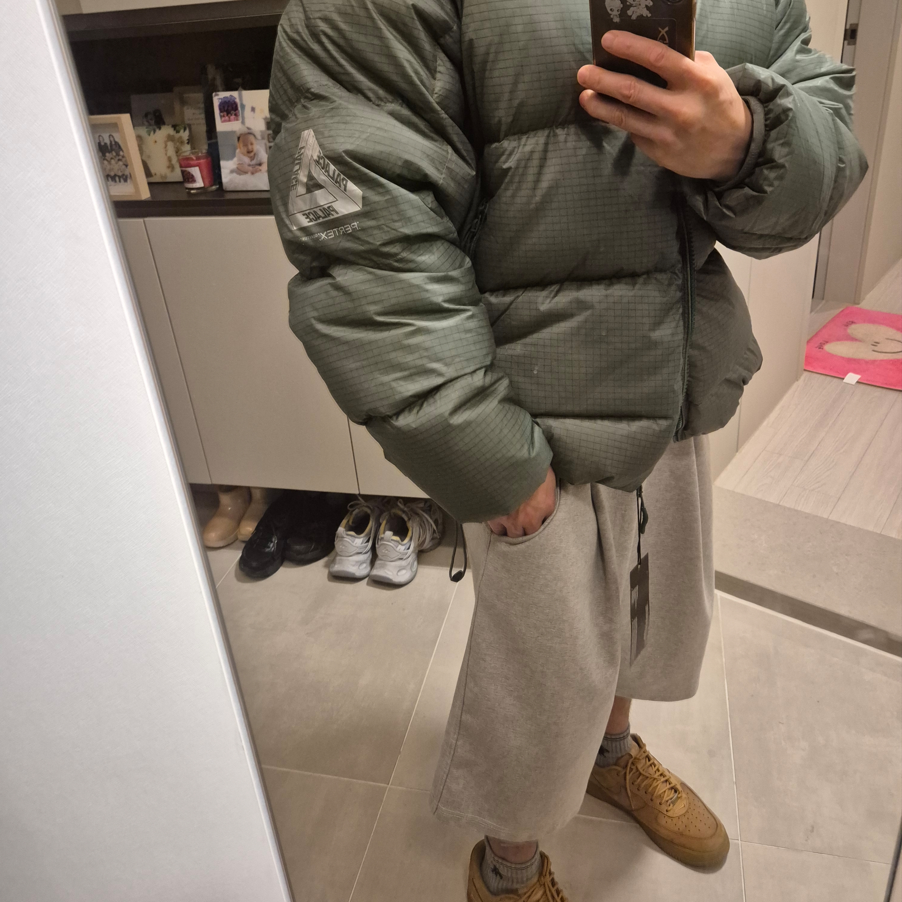 Palace Pertex Quantum RS Puffa Green - 25FW 착용 스타일 - 1