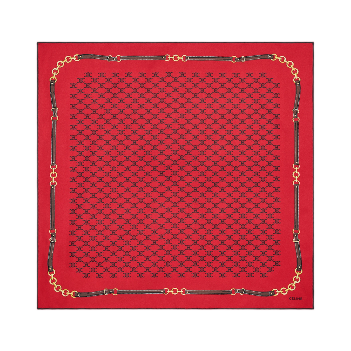 2AWB60ZV1-GDB8 Celine Bandana In Heritage Silk Twill Mandarine Vanilla