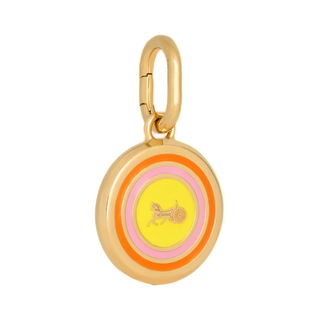 셀린느 참 설키 메달 에나멜 앤 브래스 골드 피니쉬 골드 옐로우 핑크 오렌지(Celine Charms Sulky Medal In Enamel and Brass with Gold Finish Gold Yellow Pink Orange) - 3