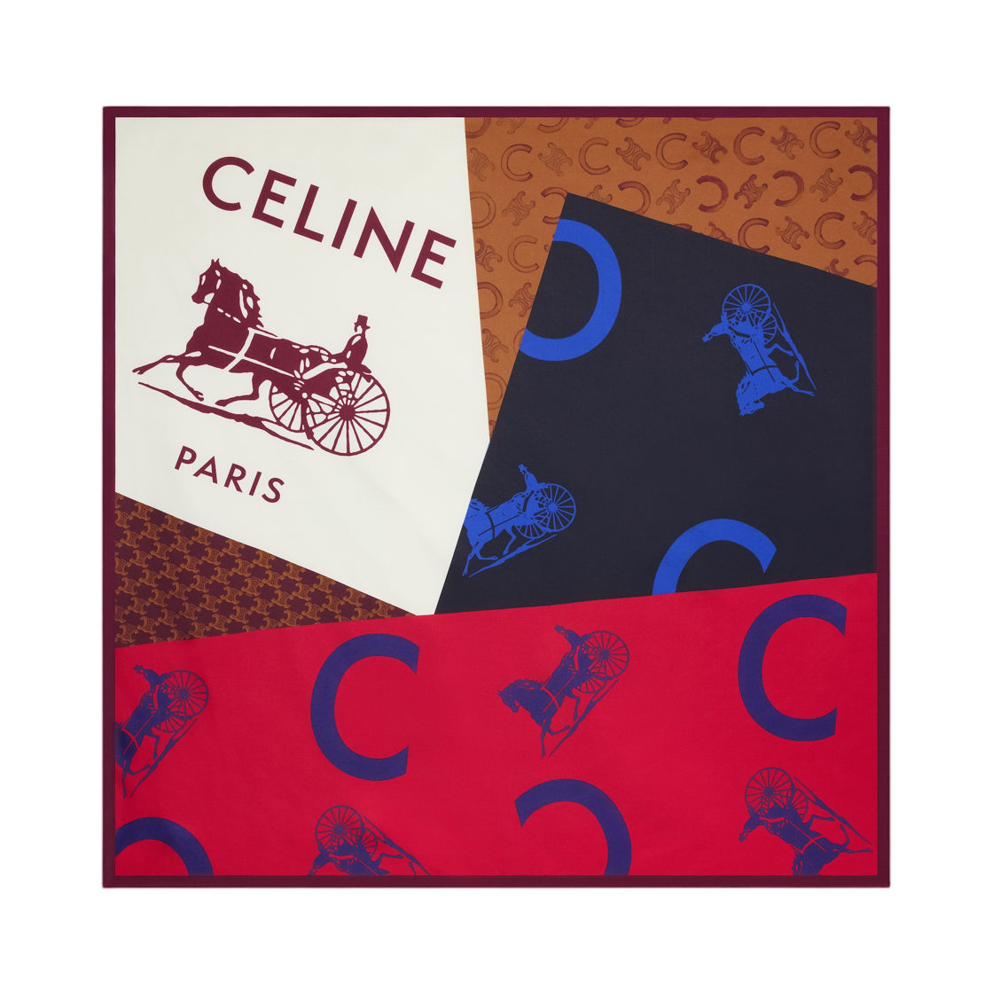 2AW902Q32-GGN8 Celine Square In Silk Twill Tan Red Blue