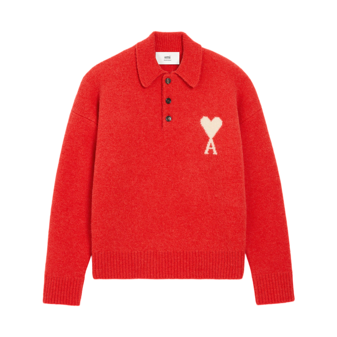 (W) 아미 브라운 레드 아미 드 하트 폴로 레드 카민 오프 화이트((W) AMI Brown Red Ami De Coeur Polo Red Carmin Off White) - 1